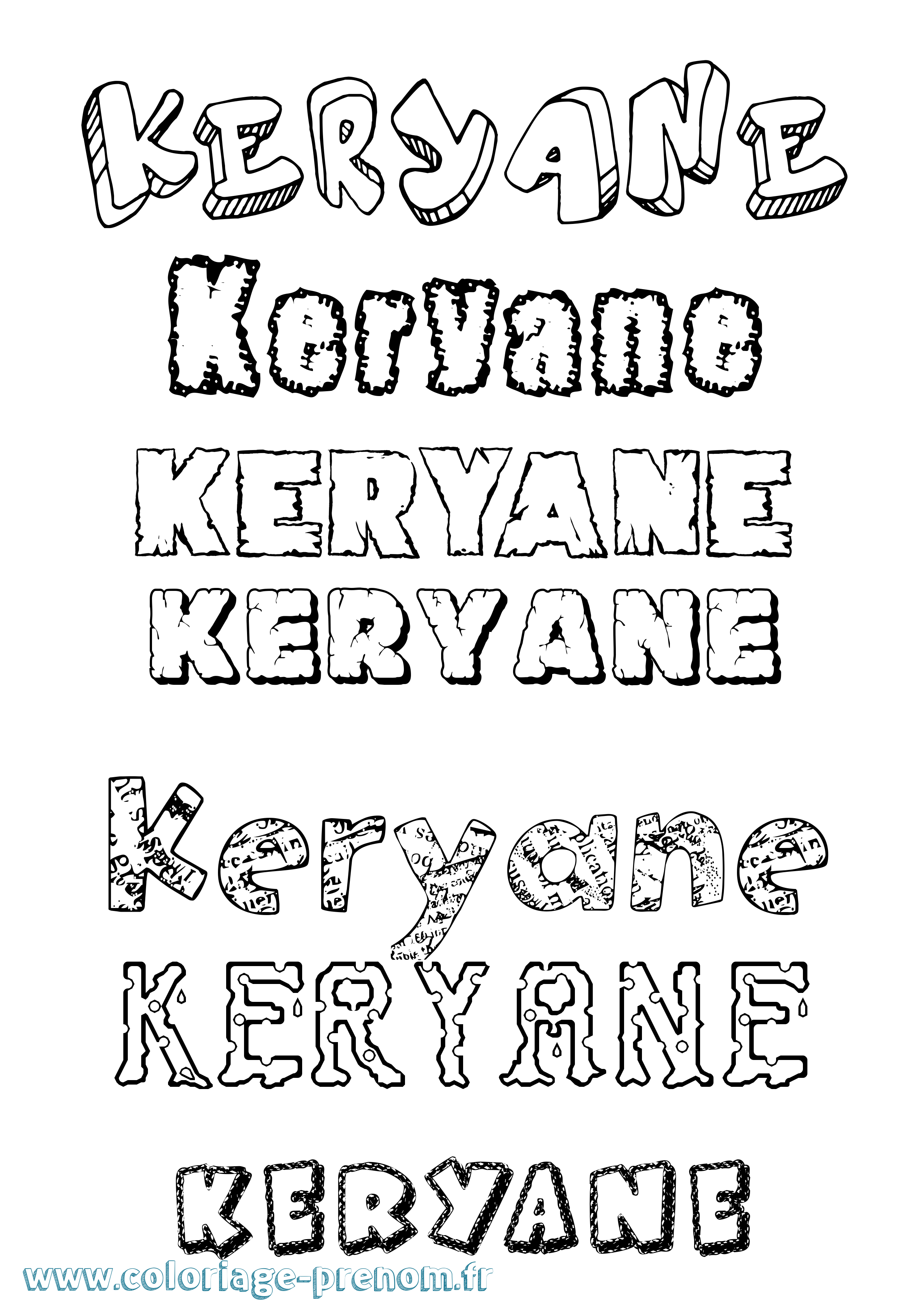 Coloriage Keryane Destructuré Coloriage prénom Keryane Destructuré