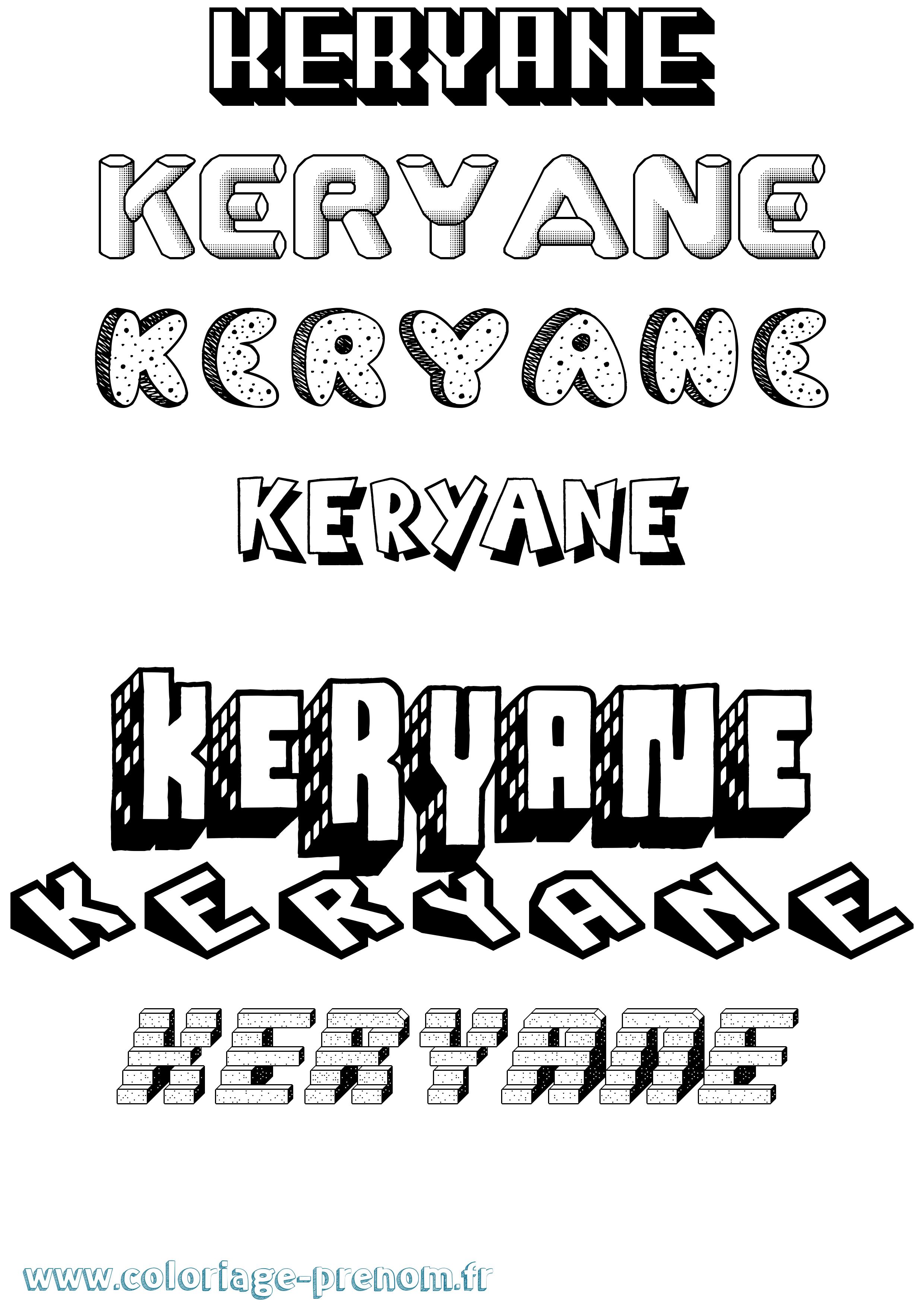 Coloriage Keryane Effet 3D Coloriage prénom Keryane Effet 3D