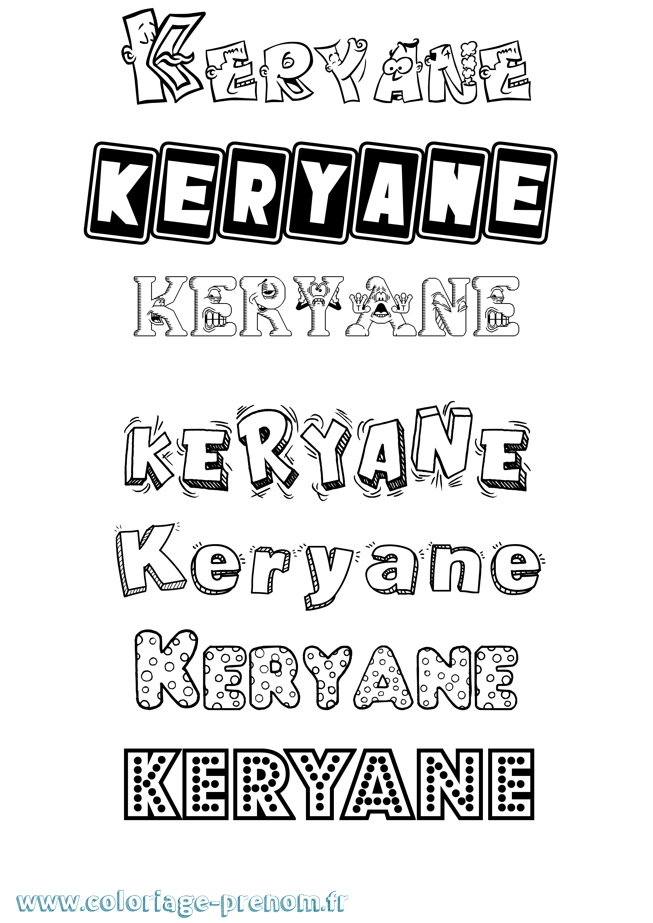 Coloriage Keryane Fun Coloriage prénom Keryane Fun