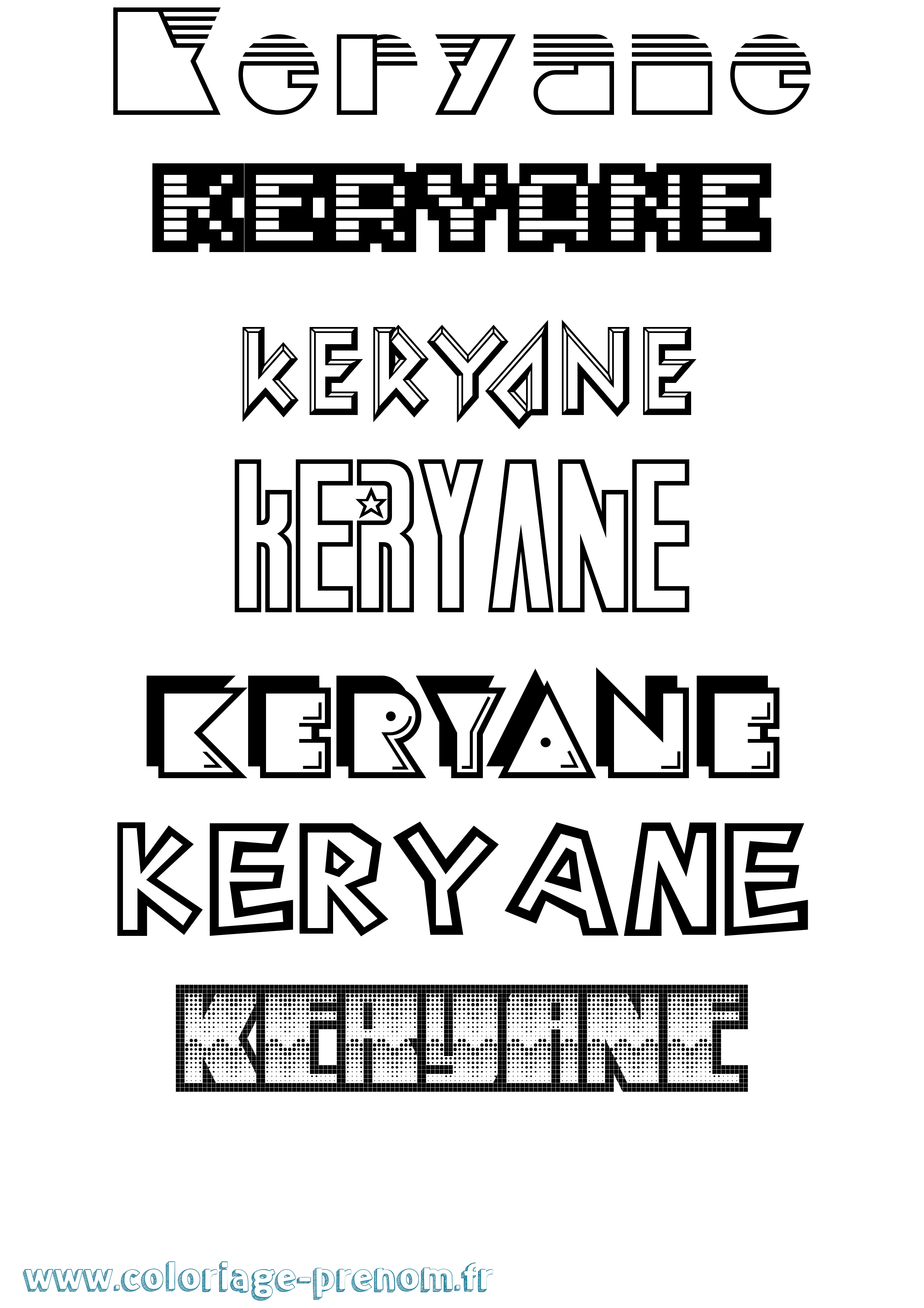 Coloriage Keryane Jeux Vidéos Coloriage prénom Keryane Jeux Vidéos