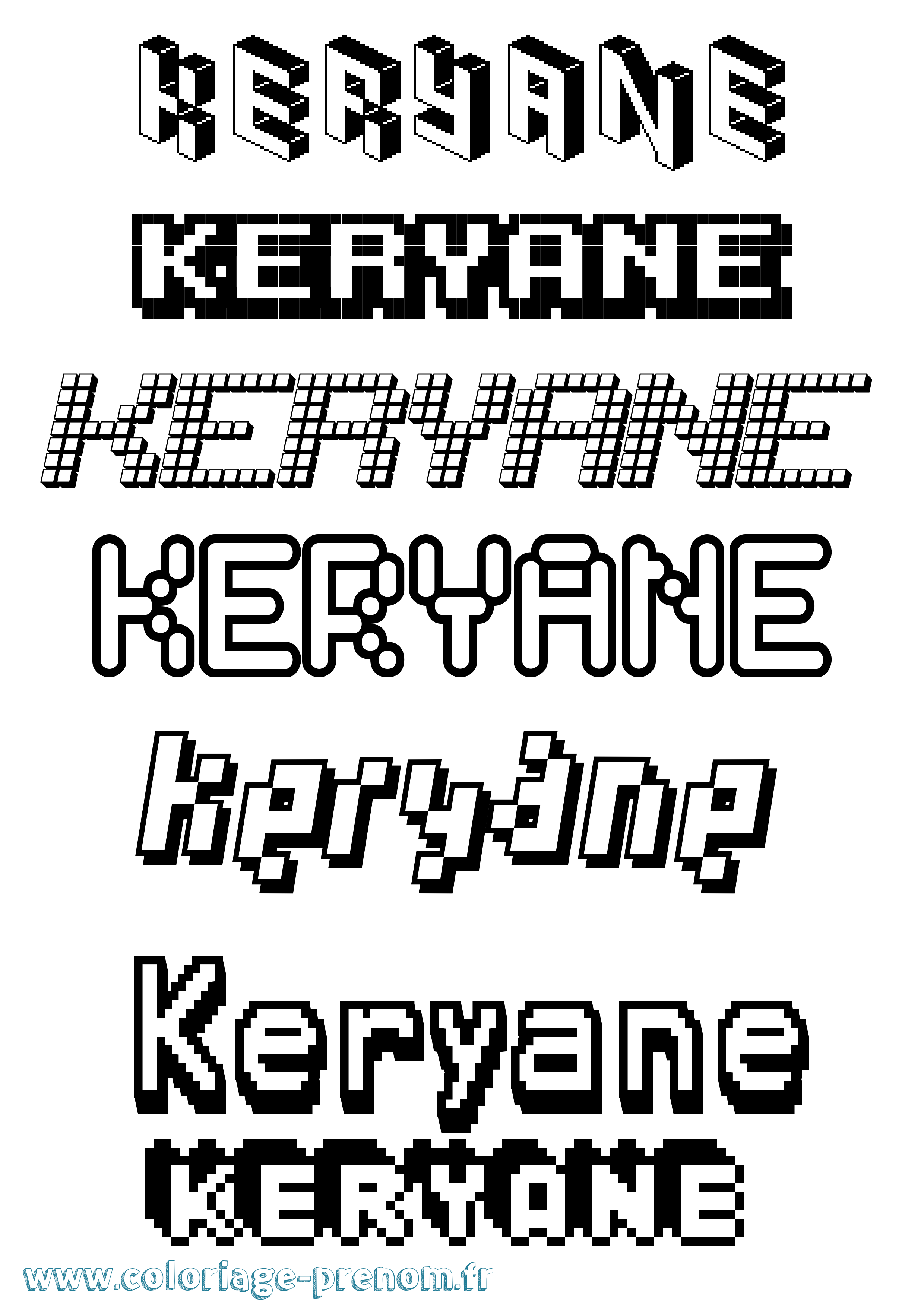 Coloriage Keryane Pixel Coloriage prénom Keryane Pixel
