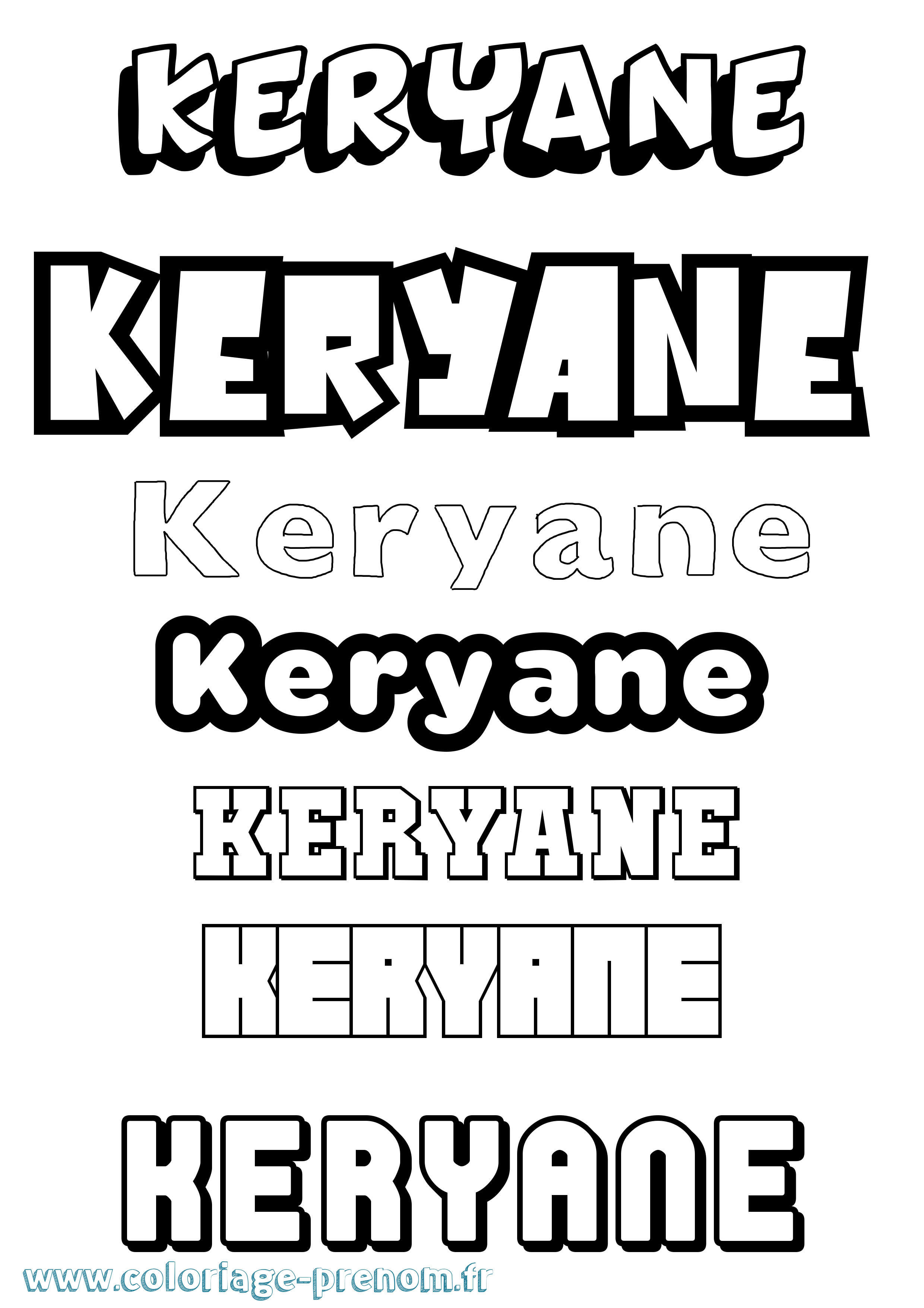 Coloriage Keryane Simple Coloriage prénom Keryane Simple