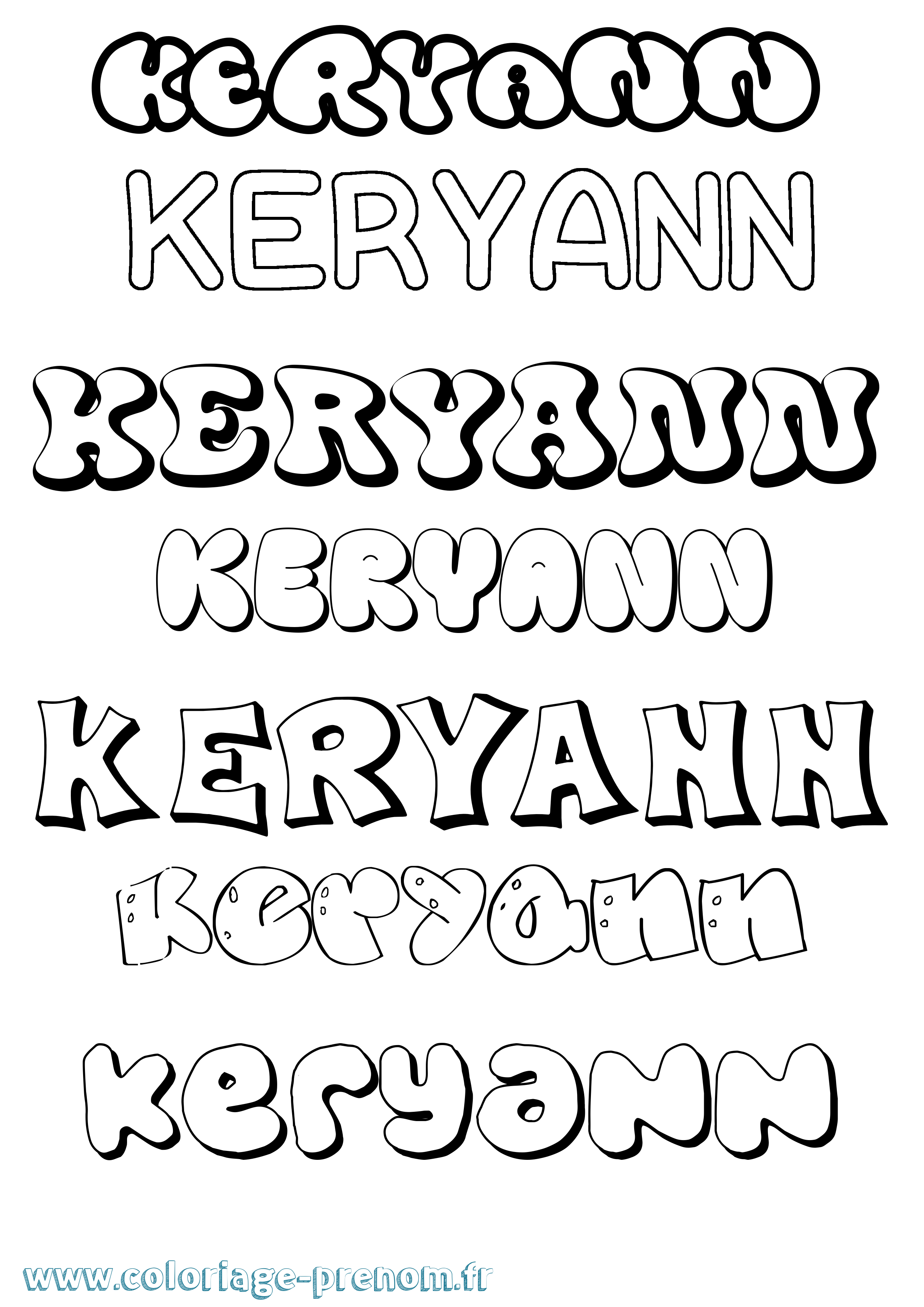 Coloriage Keryann Bubble Coloriage prénom Keryann Bubble