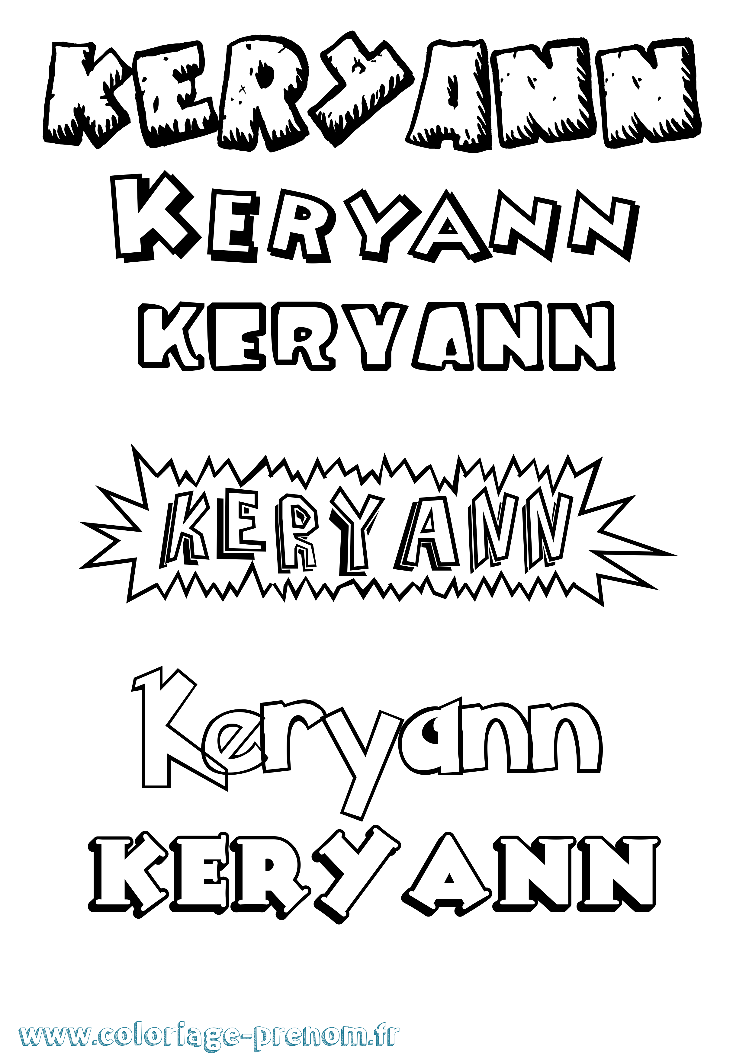 Coloriage Keryann Dessin Animé Coloriage prénom Keryann Dessin Animé