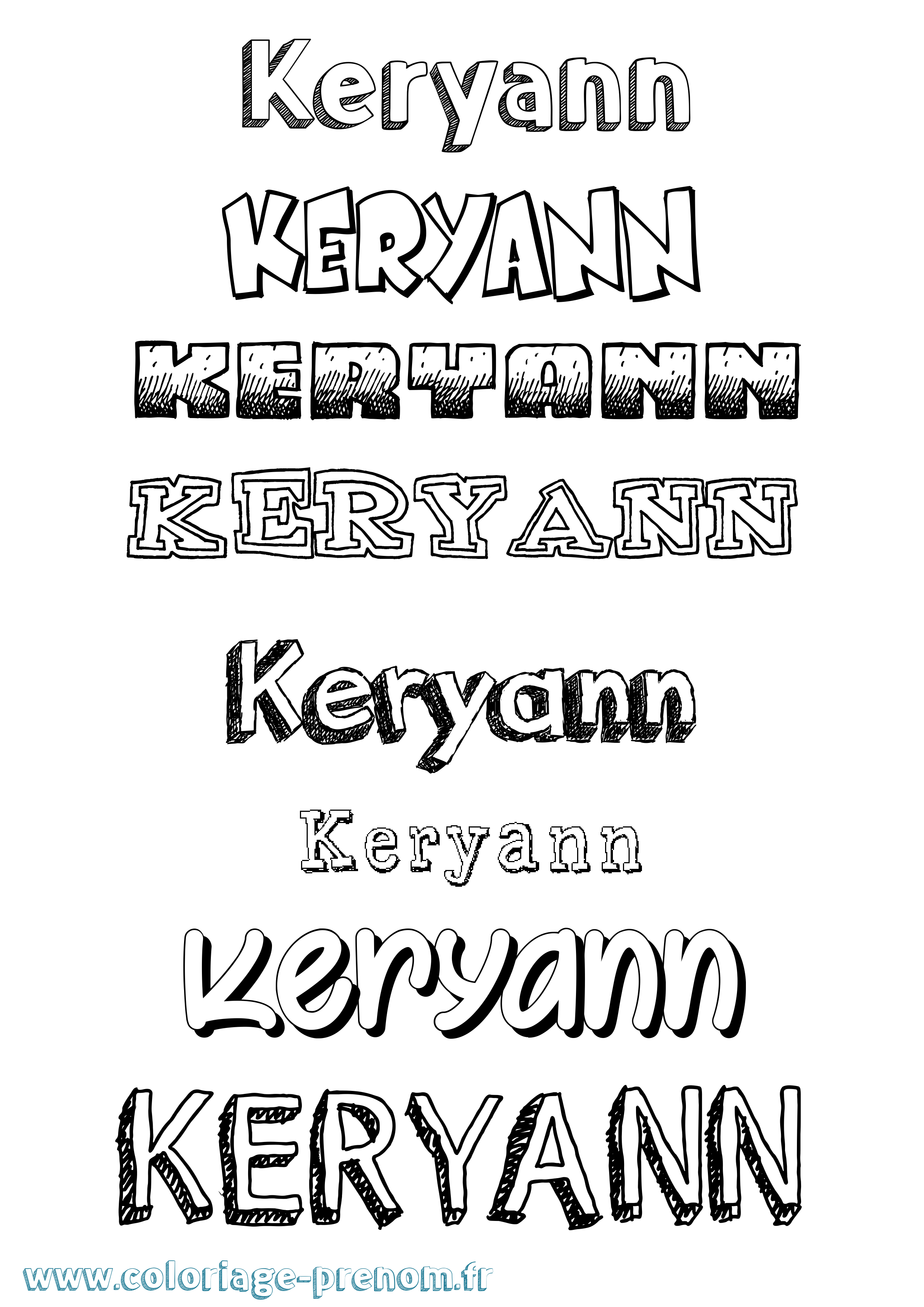 Coloriage Keryann Dessiné Coloriage prénom Keryann Dessiné