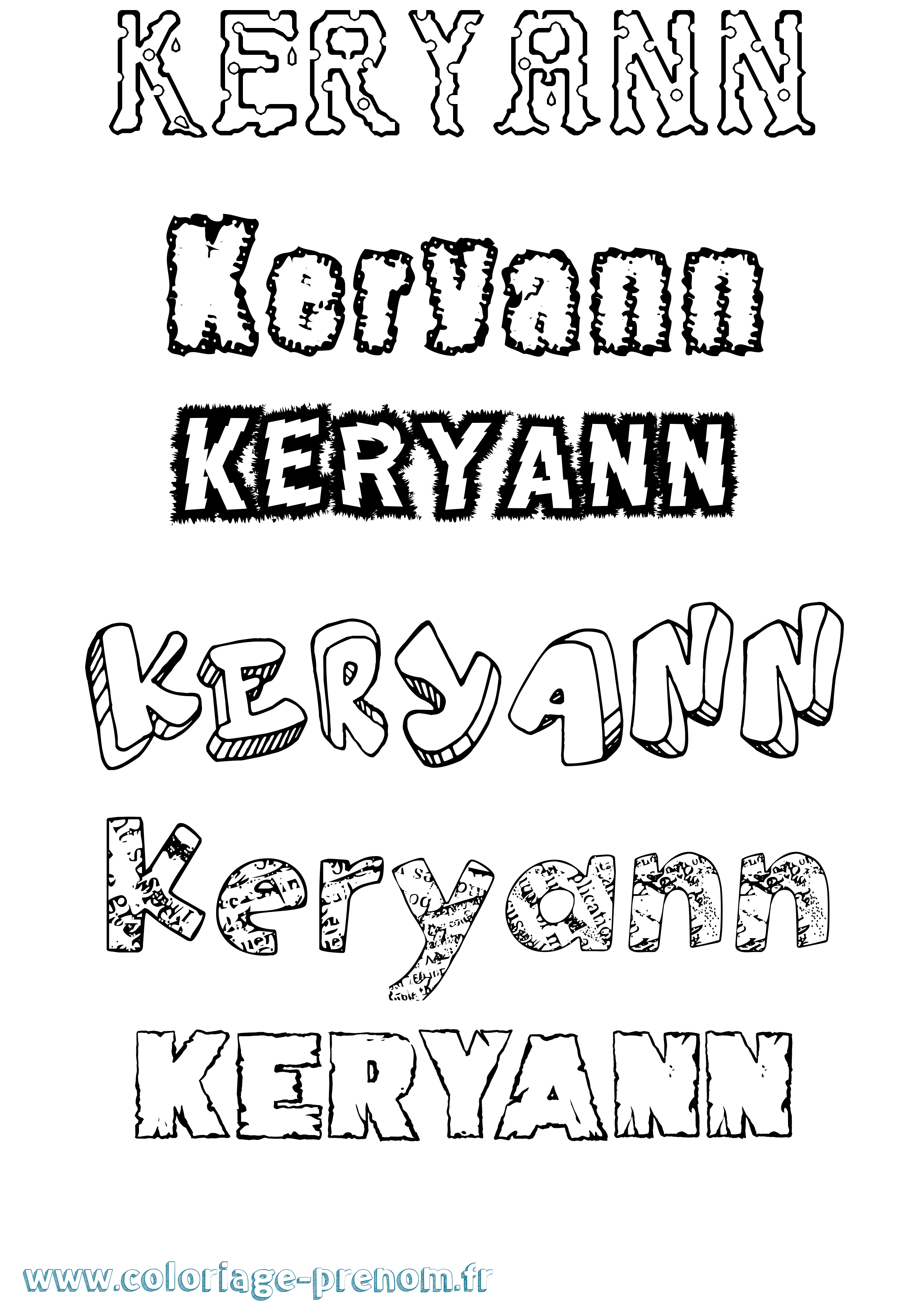 Coloriage Keryann Destructuré Coloriage prénom Keryann Destructuré