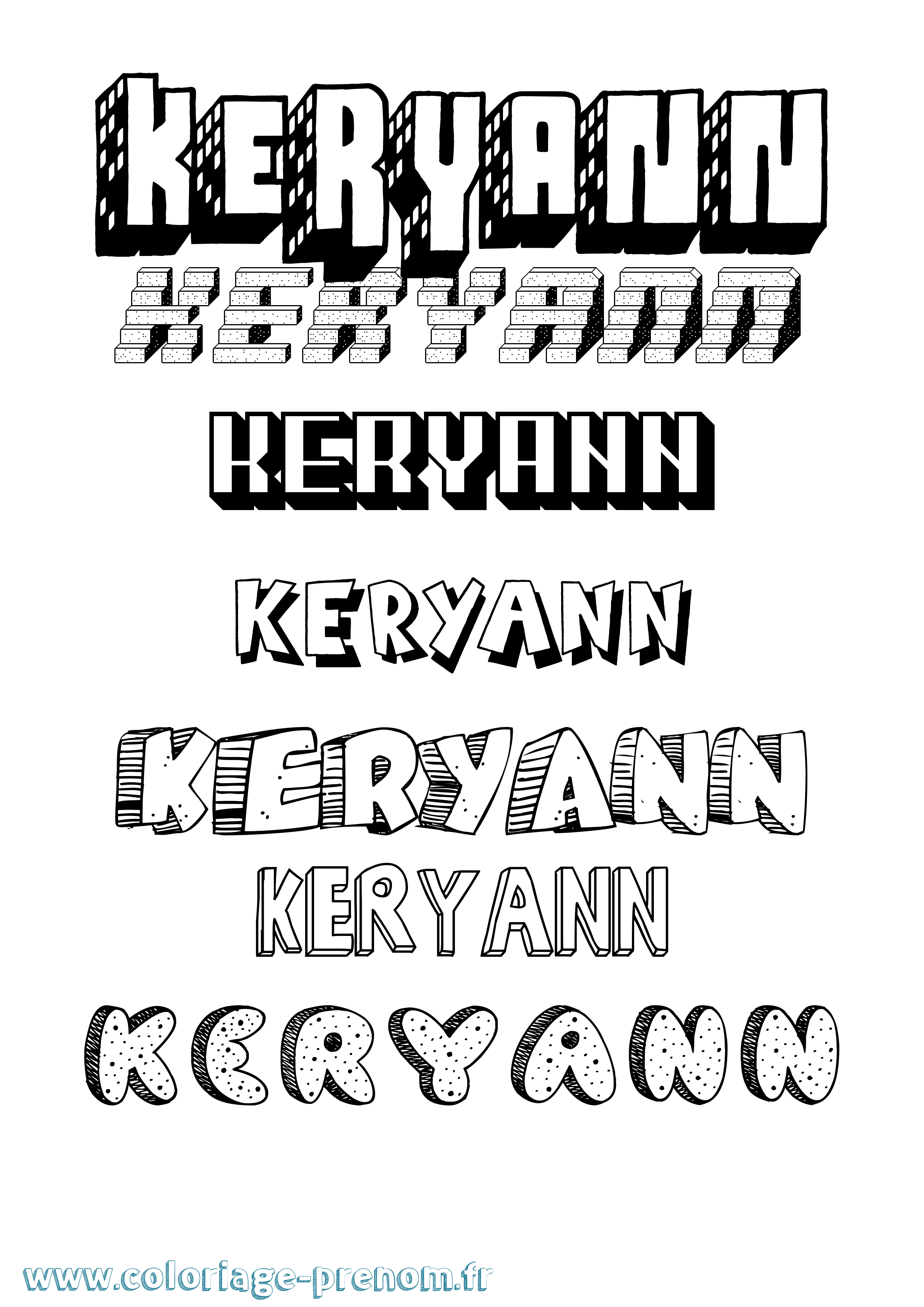 Coloriage Keryann Effet 3D Coloriage prénom Keryann Effet 3D