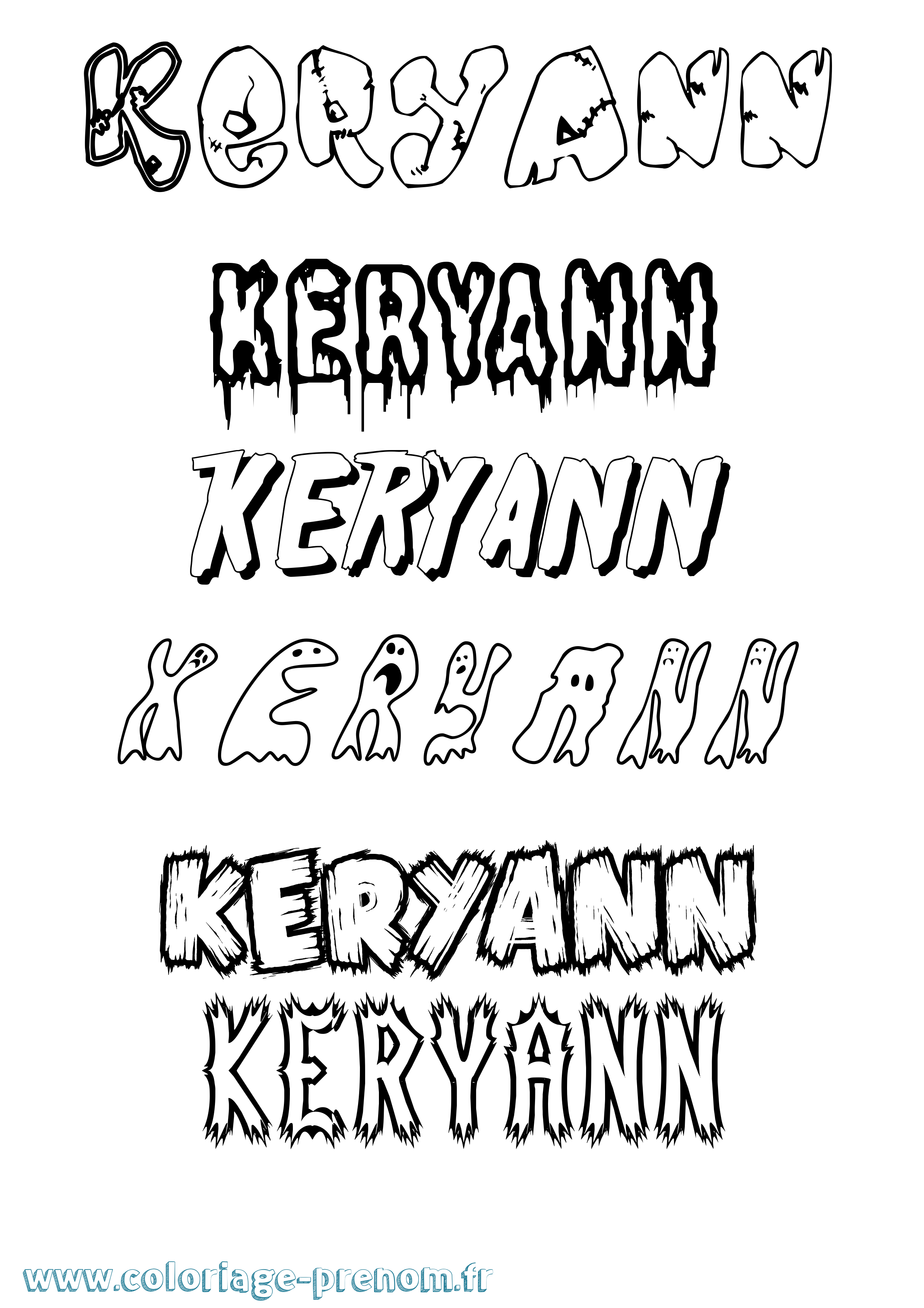 Coloriage Keryann Frisson Coloriage prénom Keryann Frisson
