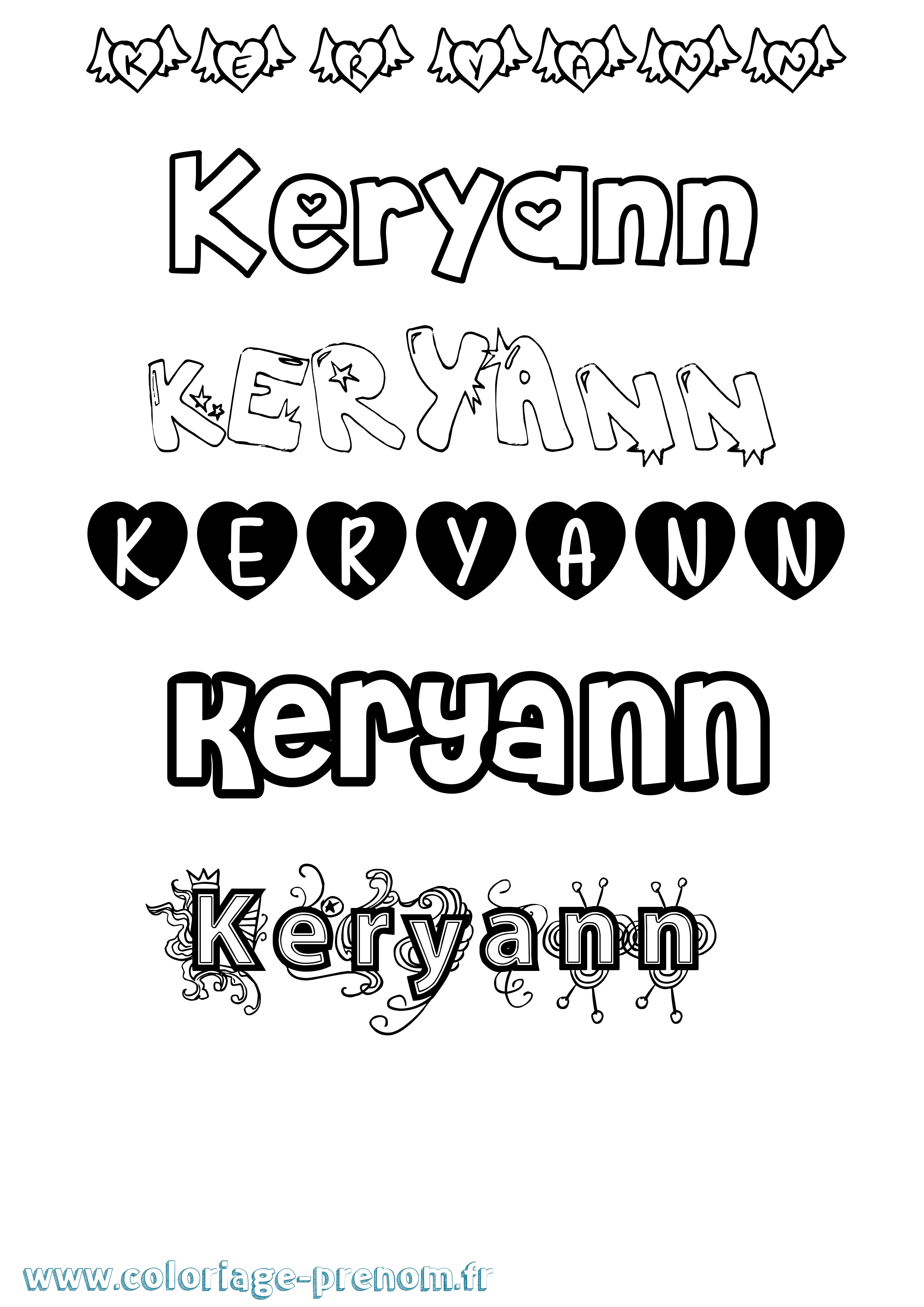 Coloriage Keryann Girly Coloriage prénom Keryann Girly