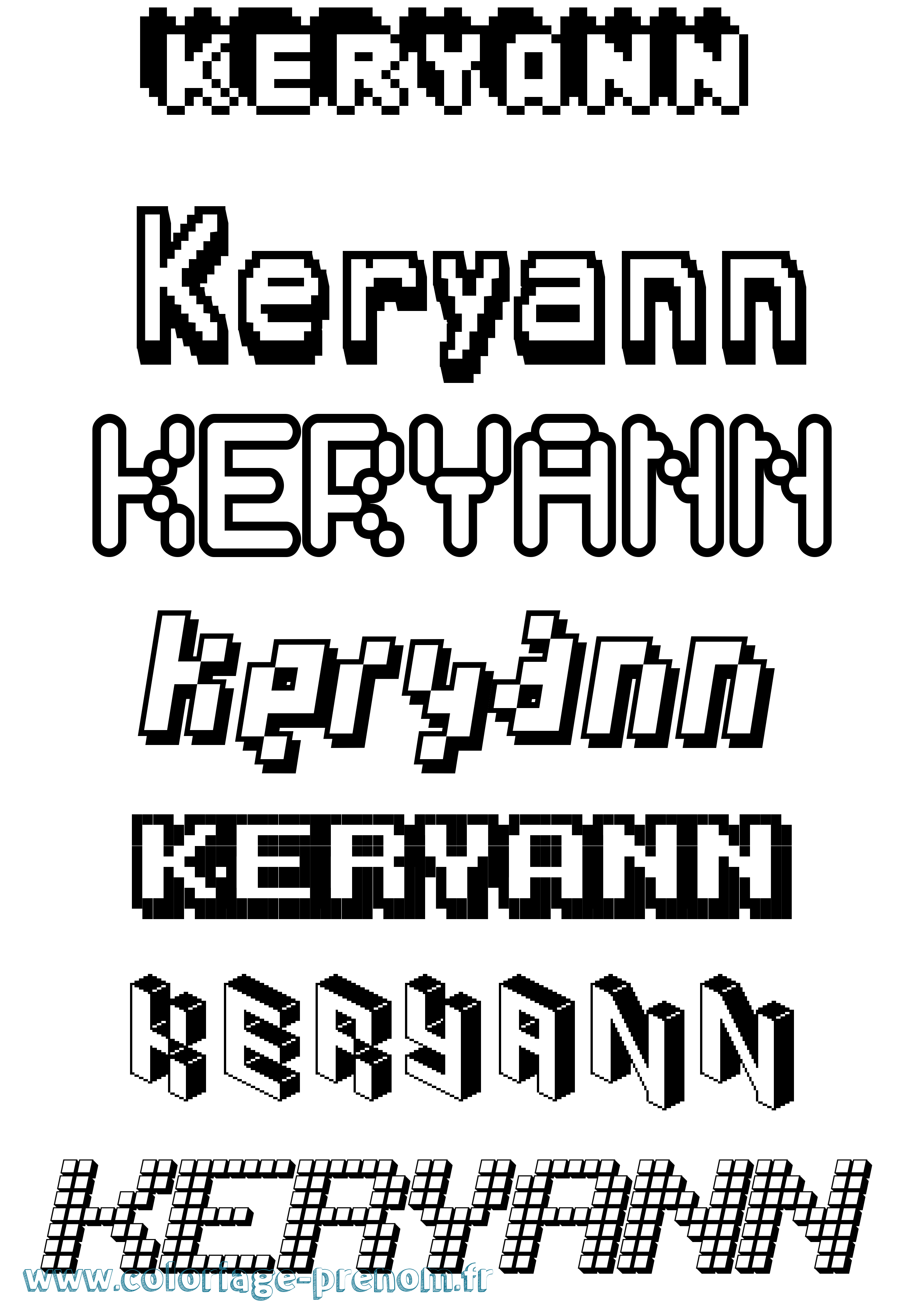 Coloriage Keryann Pixel Coloriage prénom Keryann Pixel