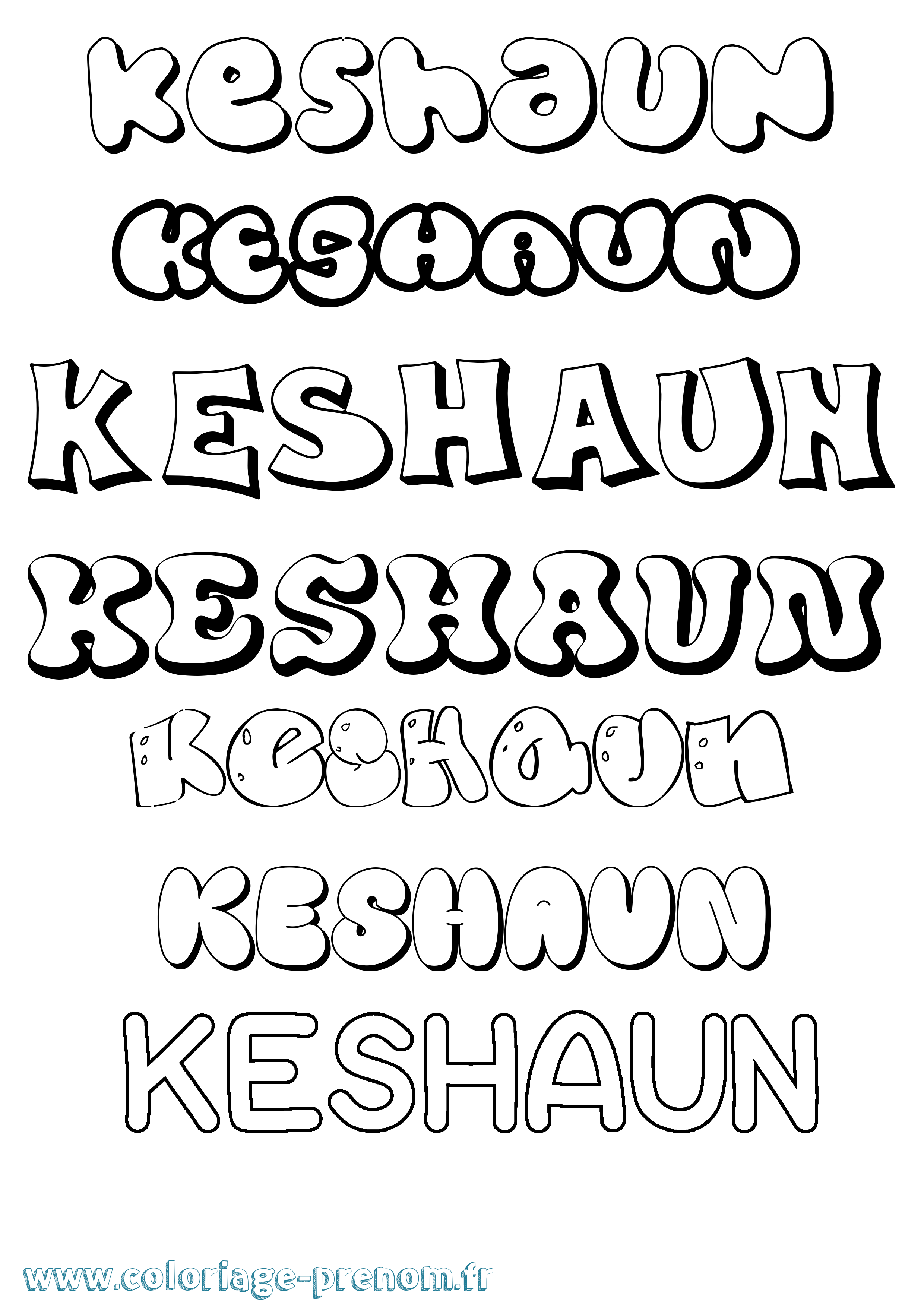 Coloriage Keshaun Bubble Coloriage prénom Keshaun Bubble
