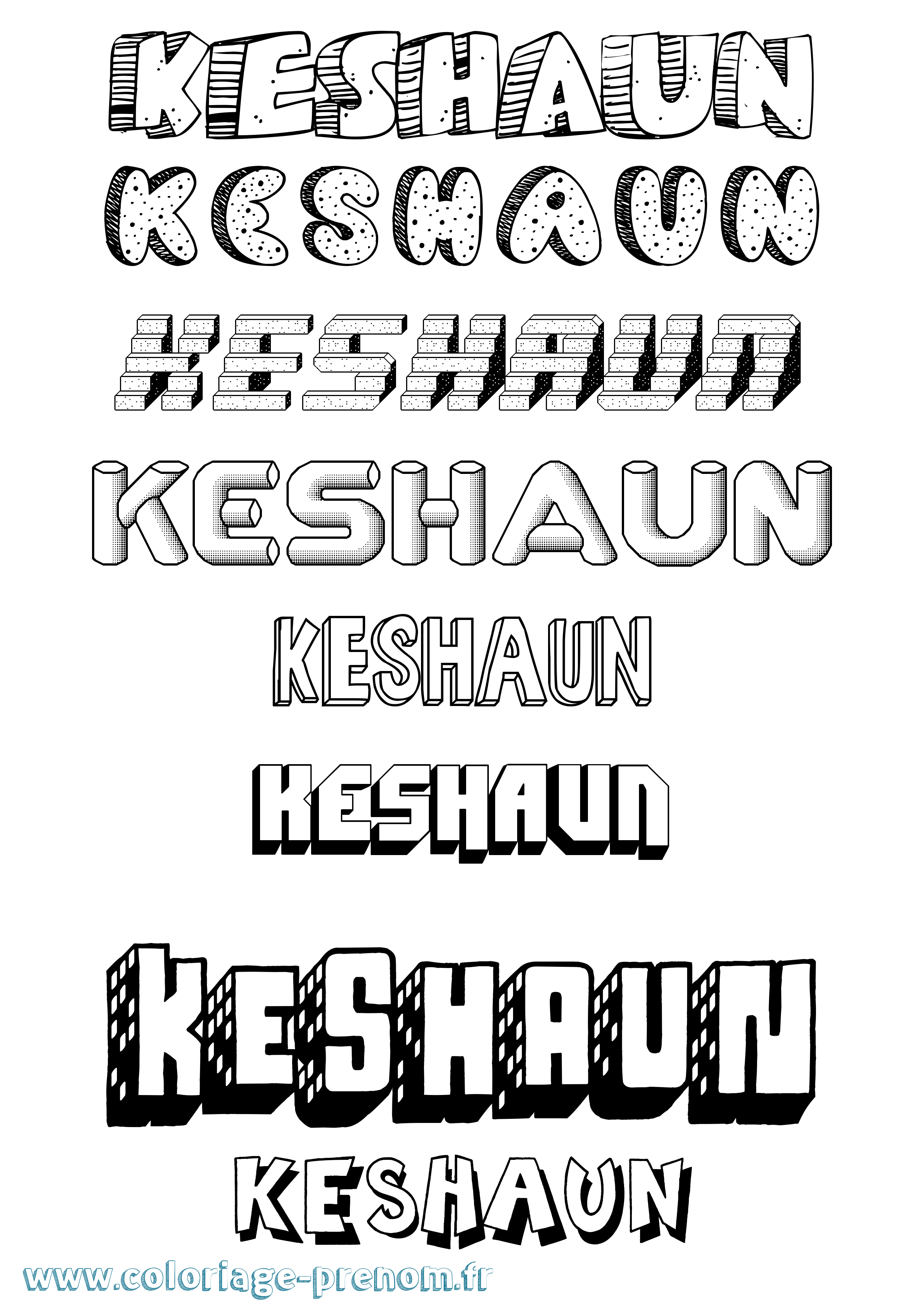 Coloriage Keshaun Effet 3D Coloriage prénom Keshaun Effet 3D