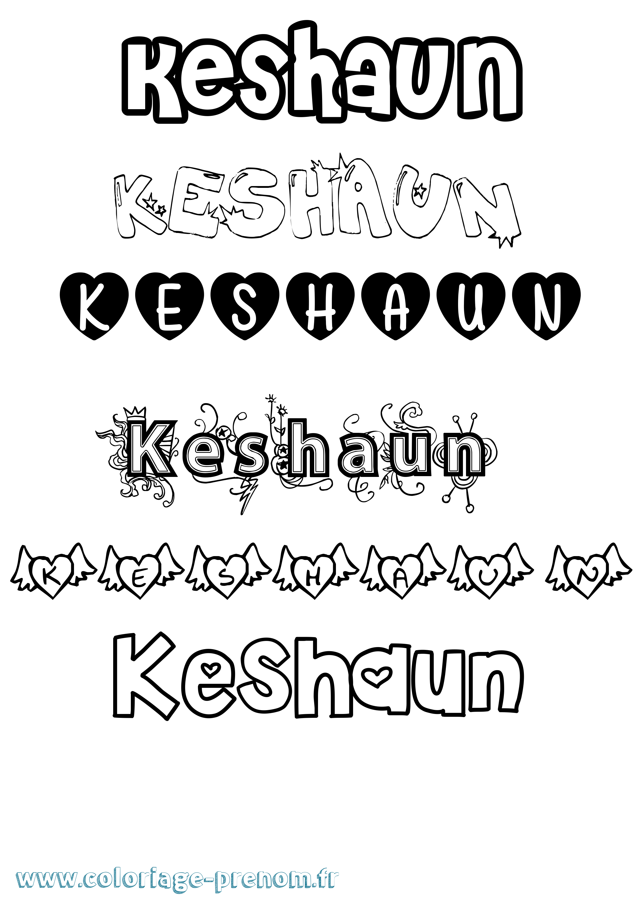 Coloriage Keshaun Girly Coloriage prénom Keshaun Girly