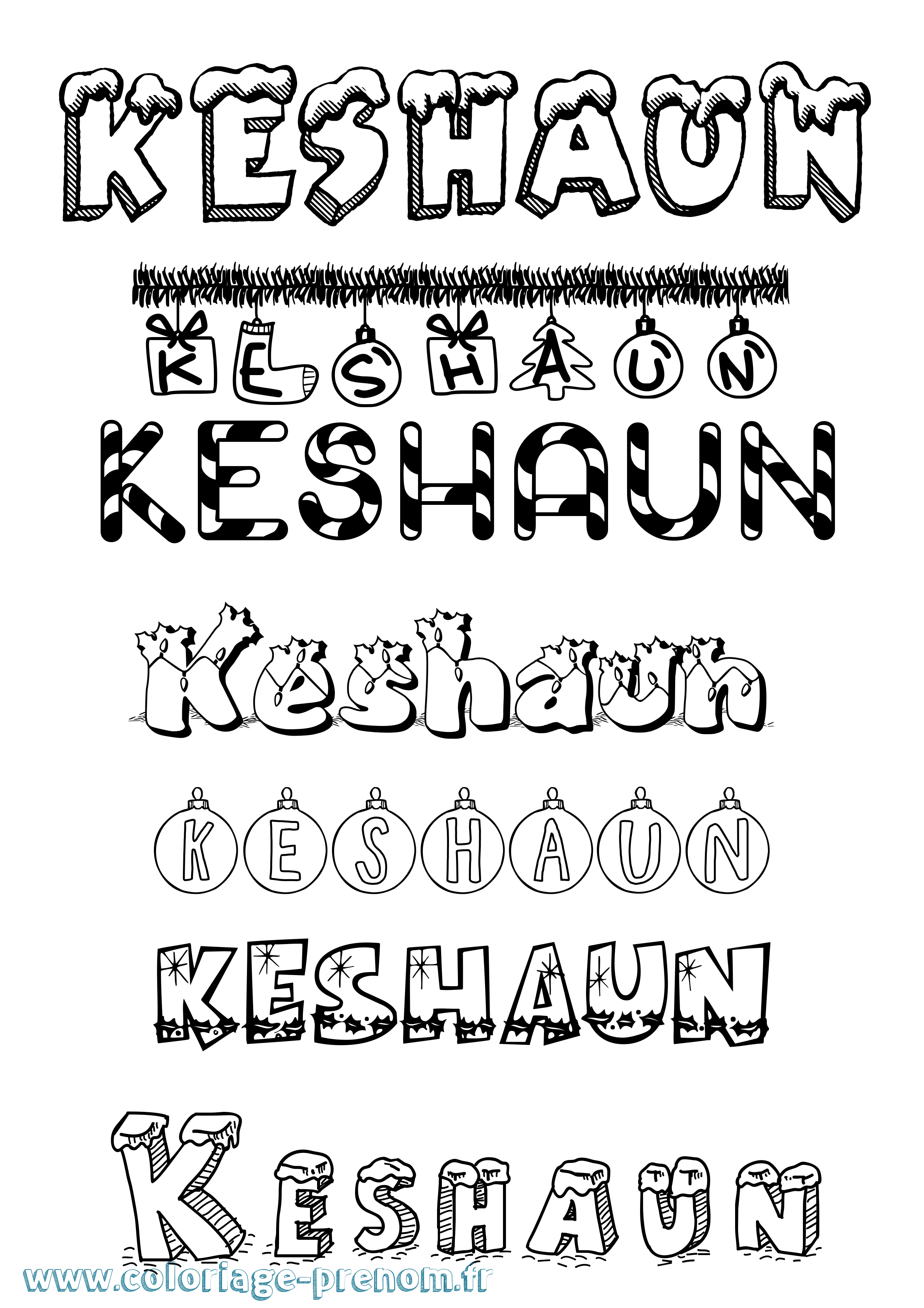 Coloriage Keshaun Noël Coloriage prénom Keshaun Noël