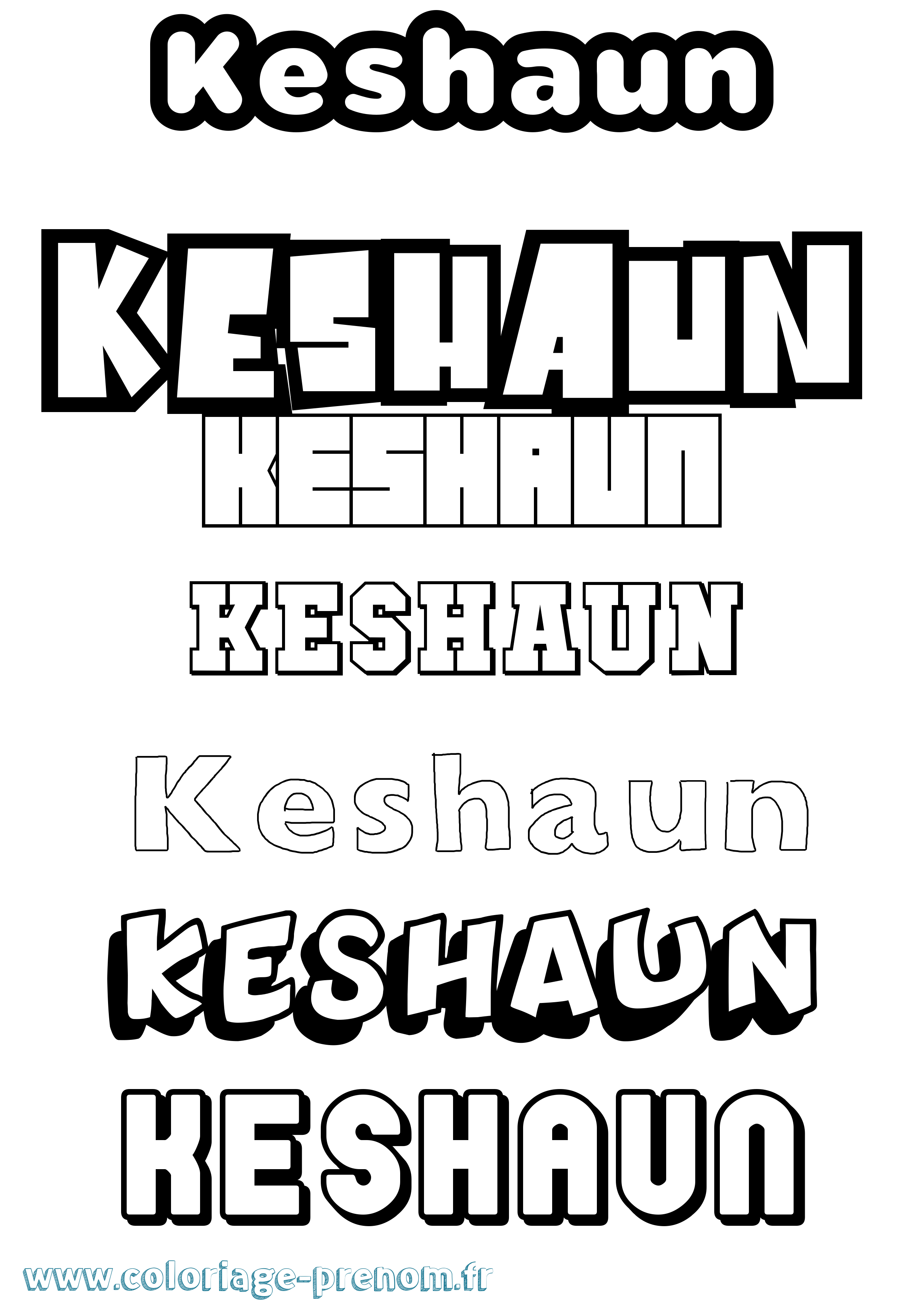 Coloriage Keshaun Simple Coloriage prénom Keshaun Simple