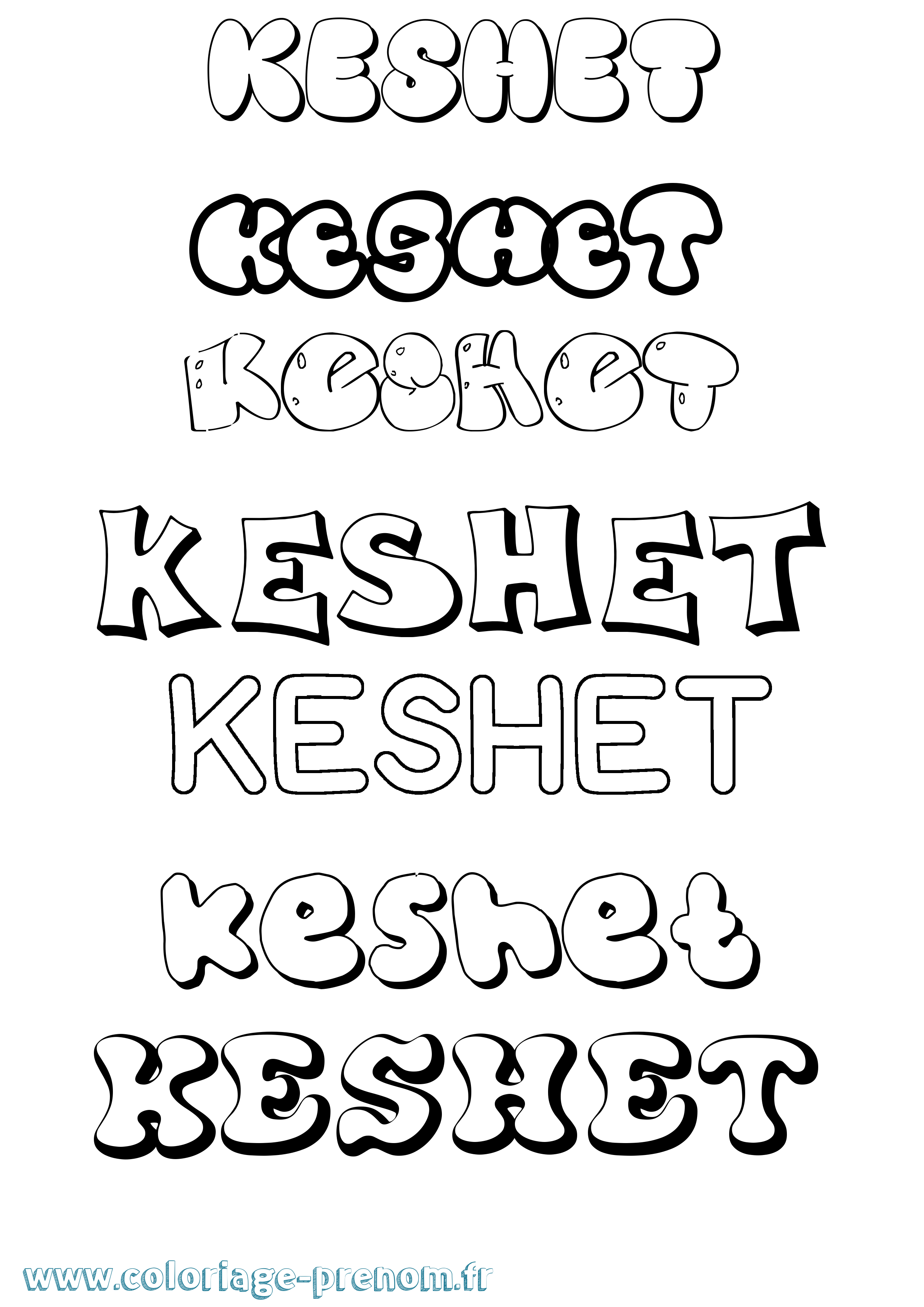 Coloriage Keshet Bubble Coloriage prénom Keshet Bubble