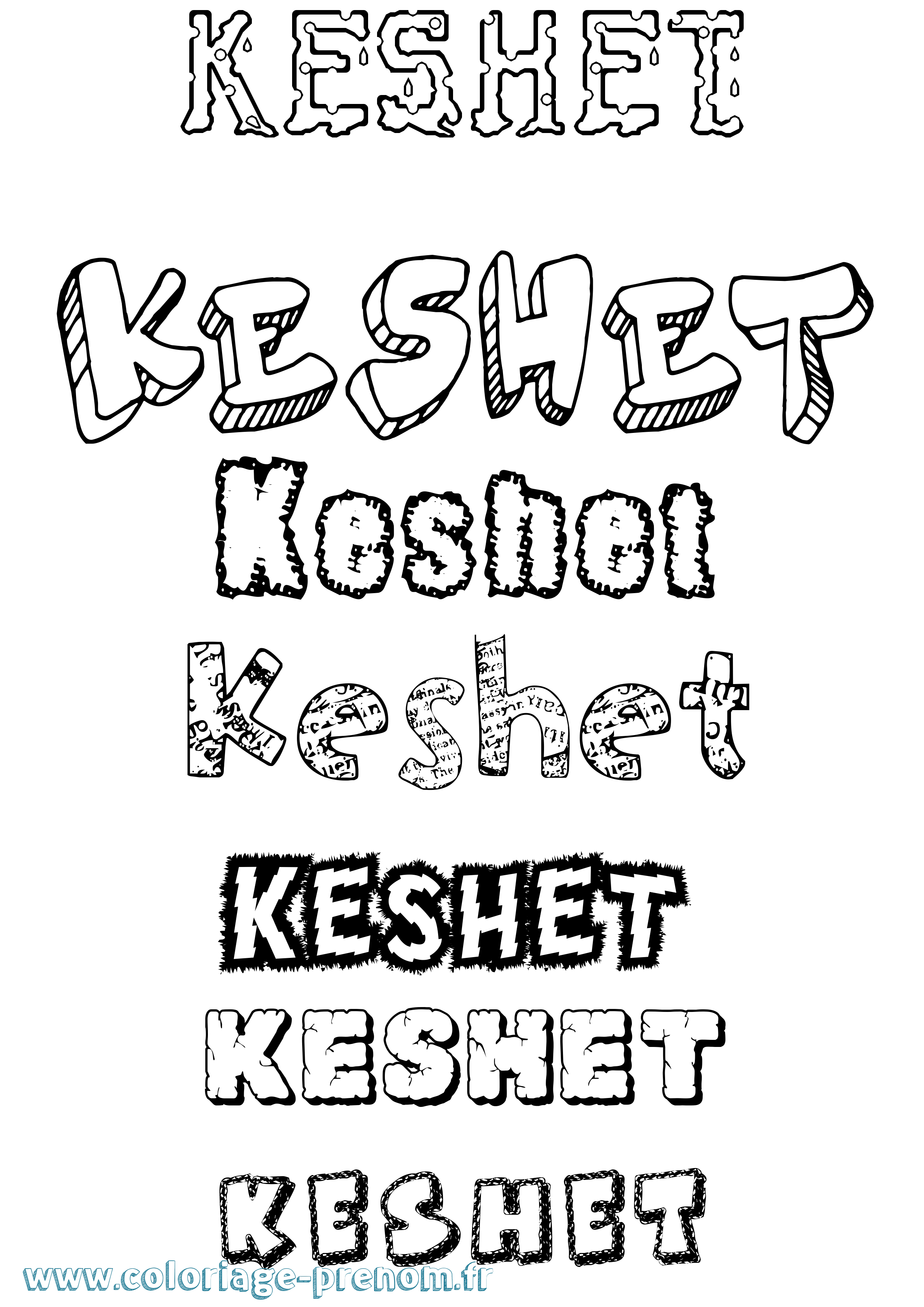 Coloriage Keshet Destructuré Coloriage prénom Keshet Destructuré