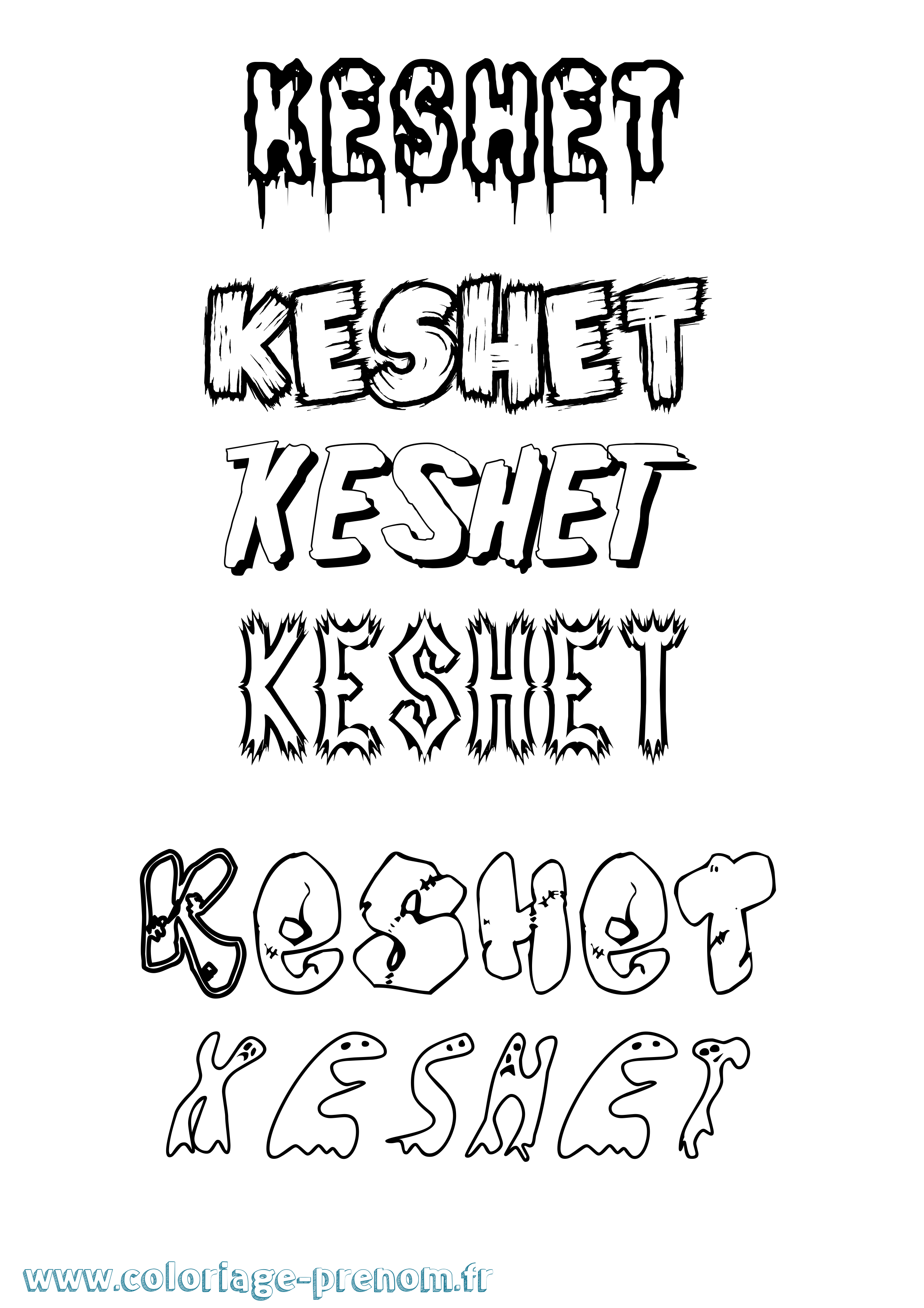Coloriage Keshet Frisson Coloriage prénom Keshet Frisson