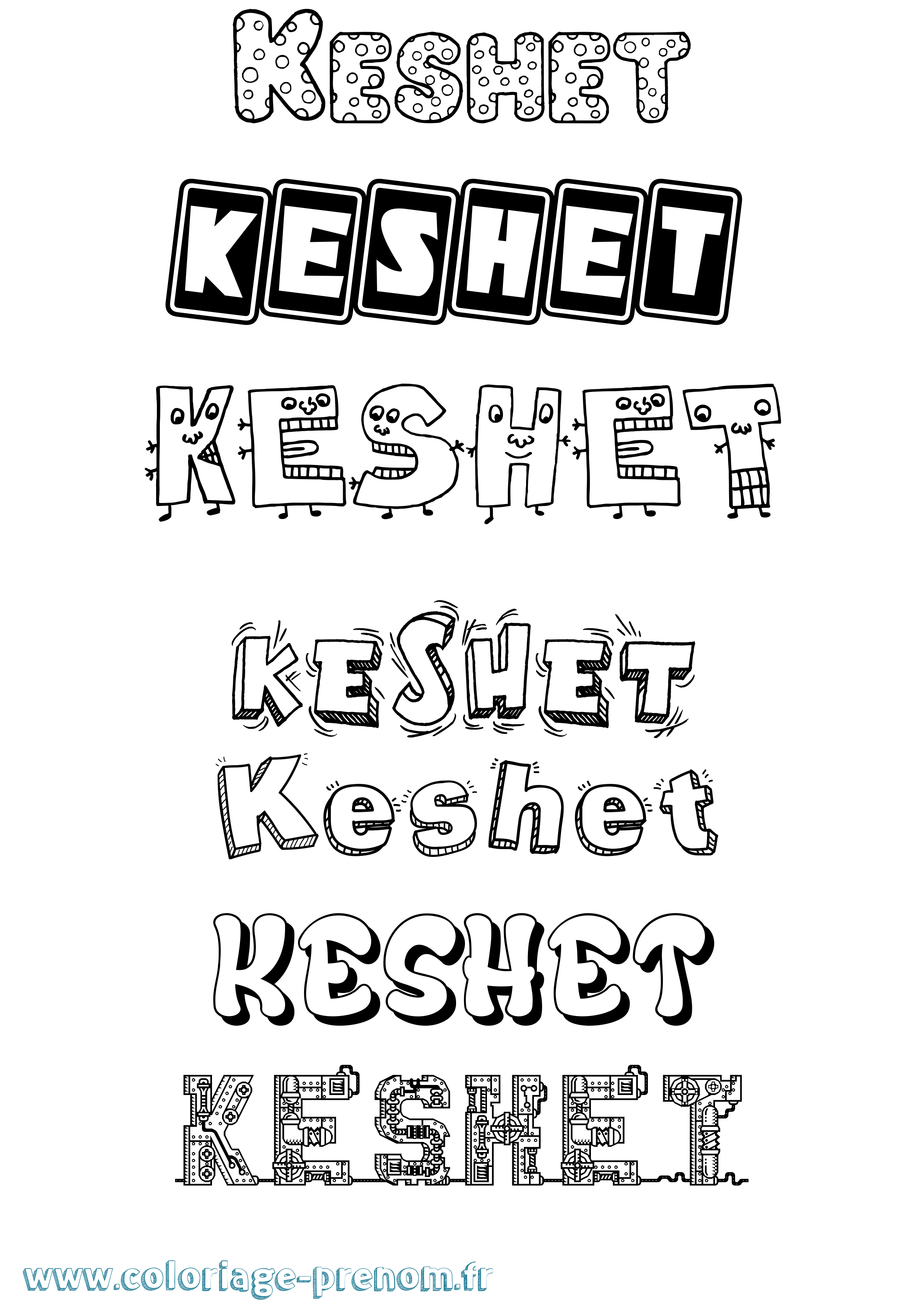 Coloriage Keshet Fun Coloriage prénom Keshet Fun