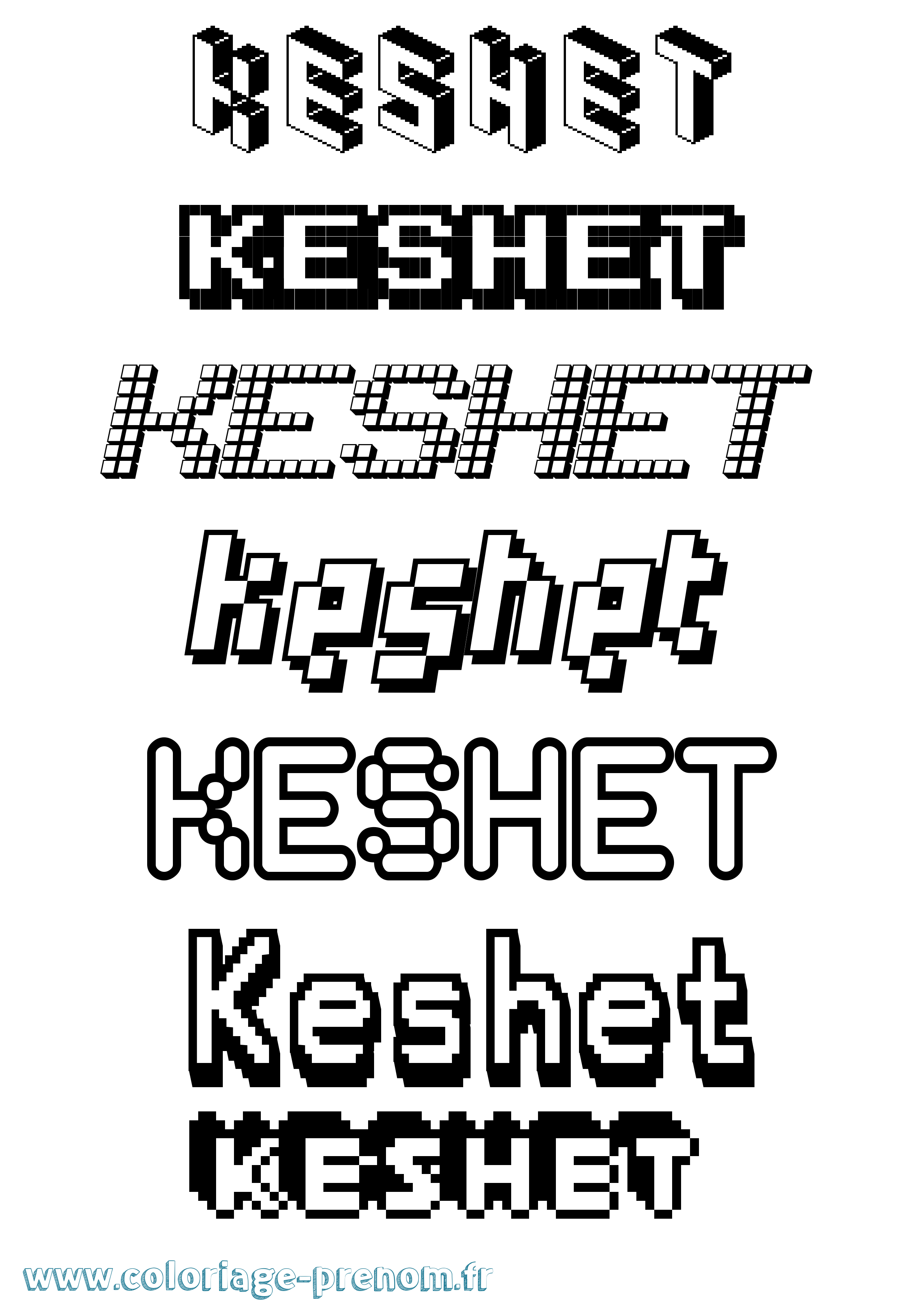 Coloriage Keshet Pixel Coloriage prénom Keshet Pixel