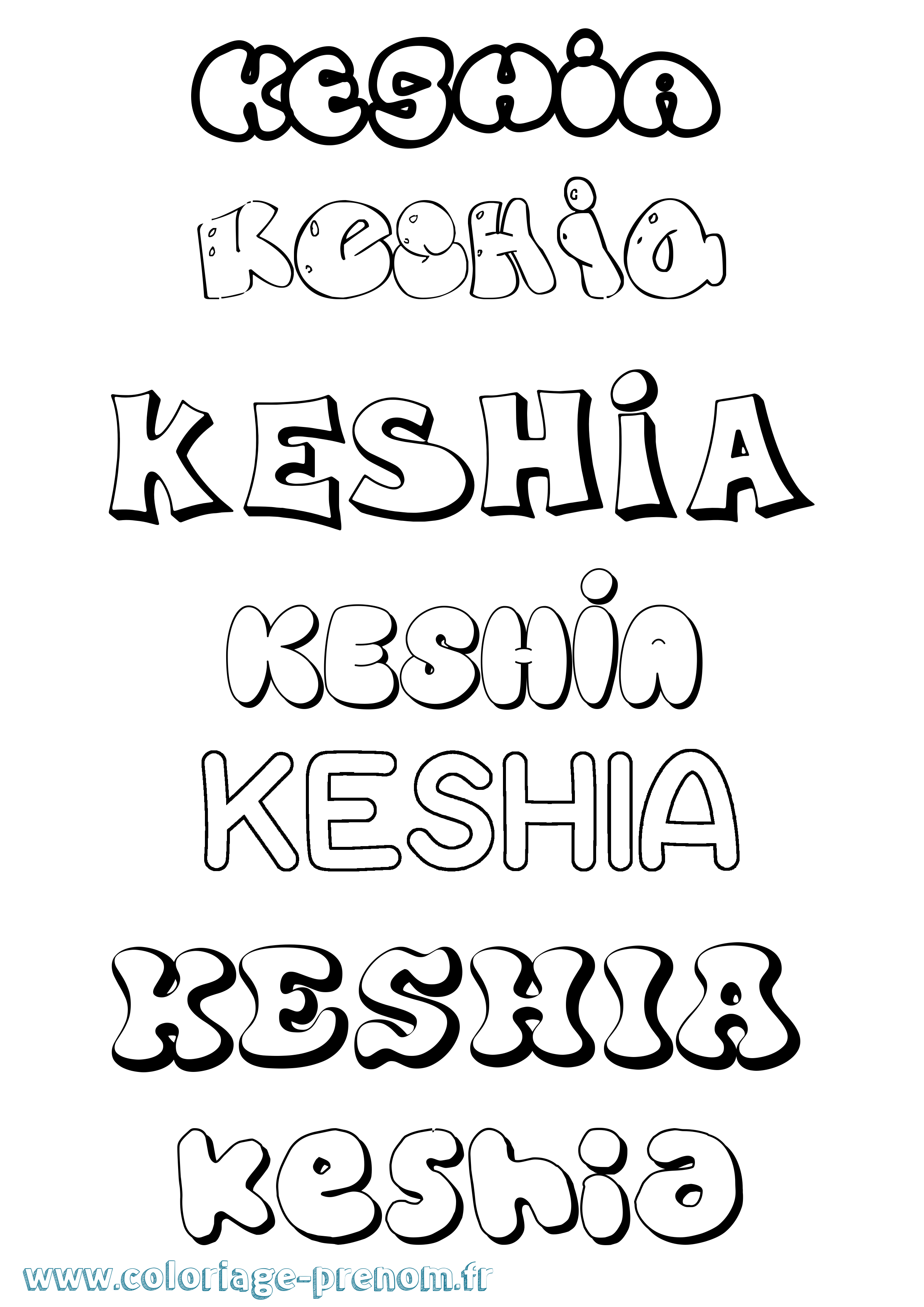 Coloriage Keshia Bubble Coloriage prénom Keshia Bubble