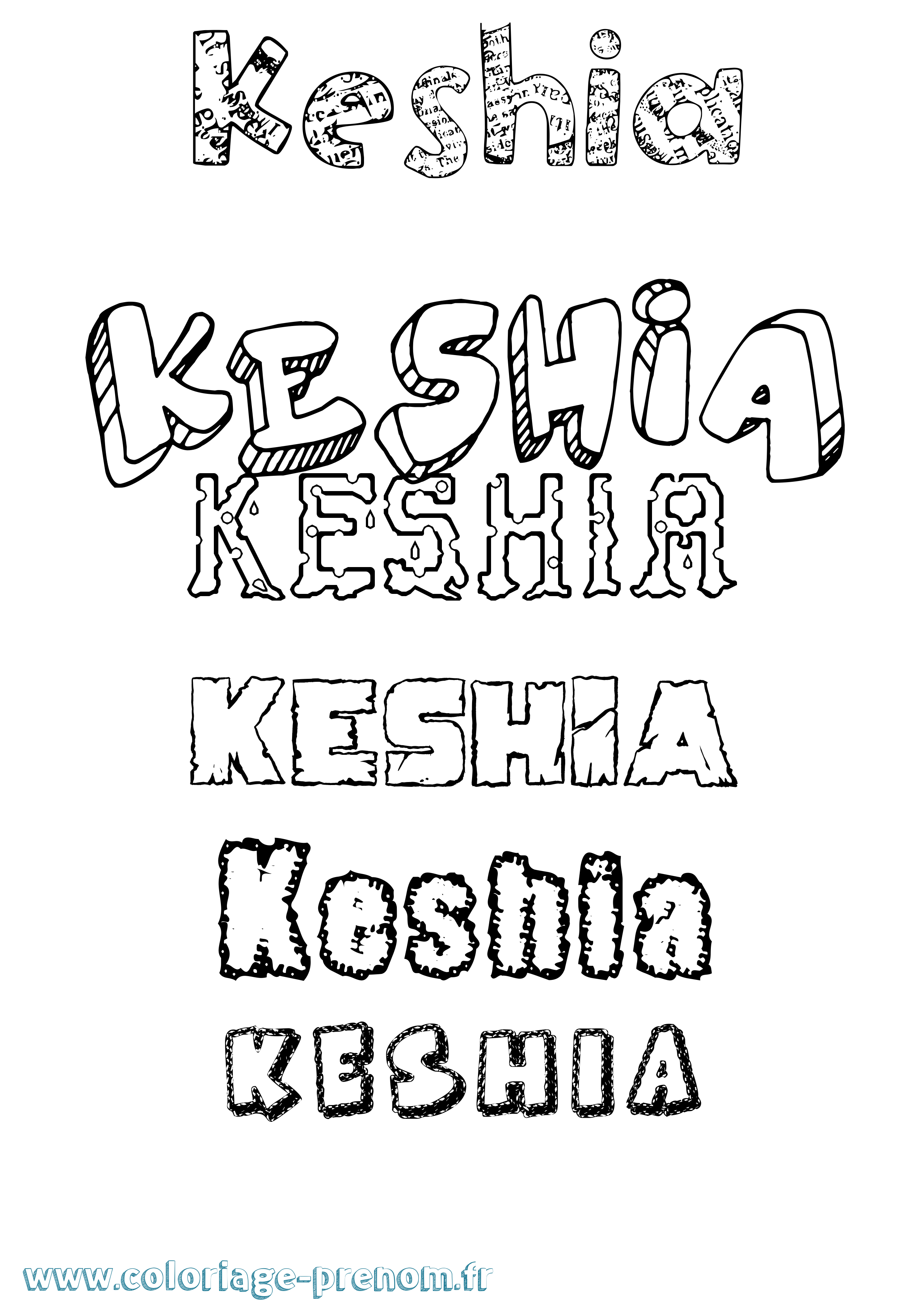 Coloriage Keshia Destructuré Coloriage prénom Keshia Destructuré