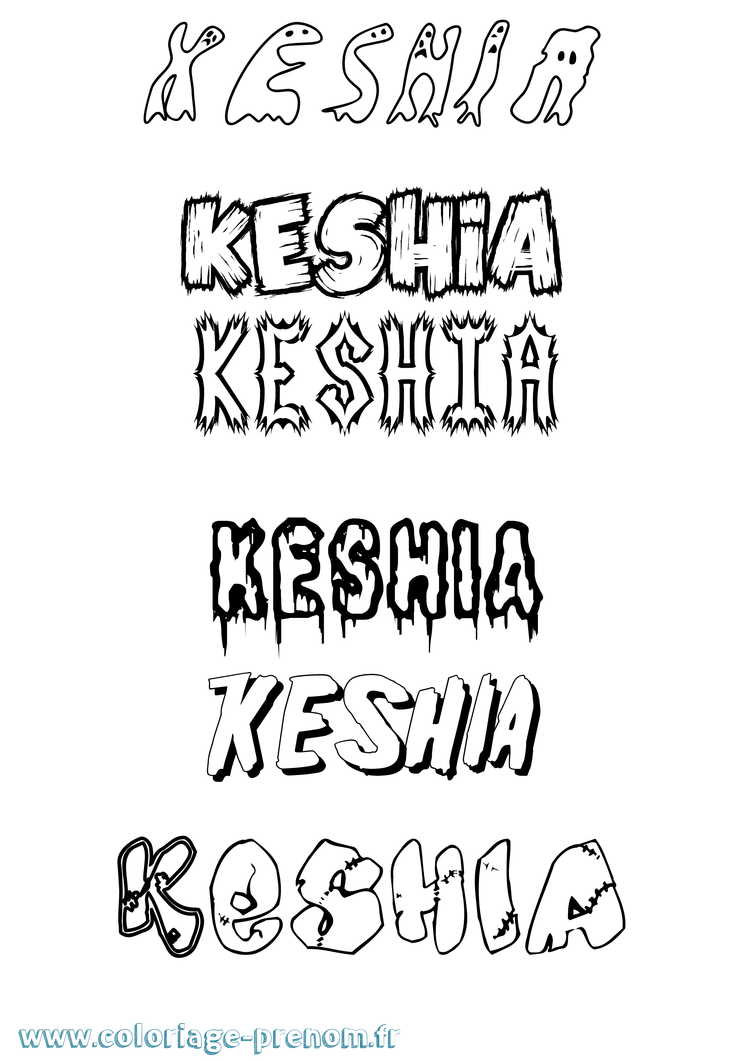 Coloriage Keshia Frisson Coloriage prénom Keshia Frisson