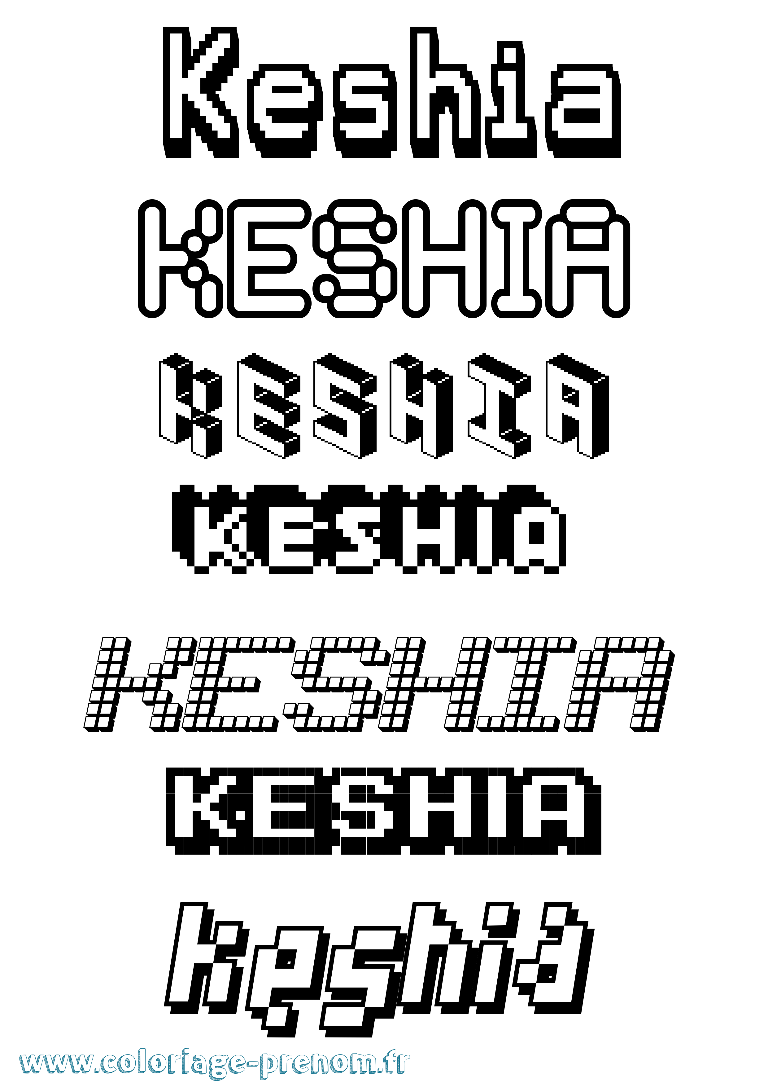 Coloriage Keshia Pixel Coloriage prénom Keshia Pixel