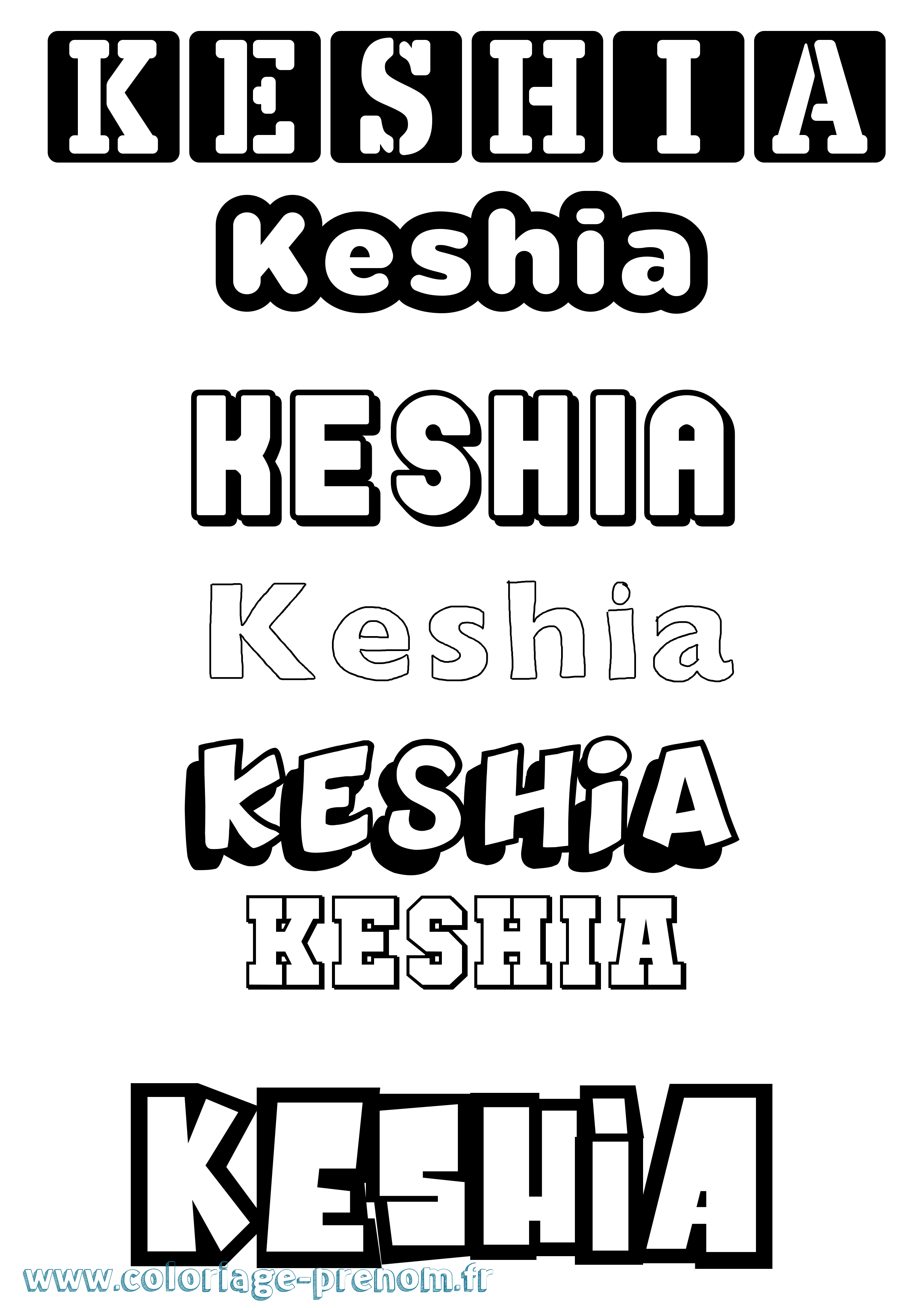 Coloriage Keshia Simple Coloriage prénom Keshia Simple