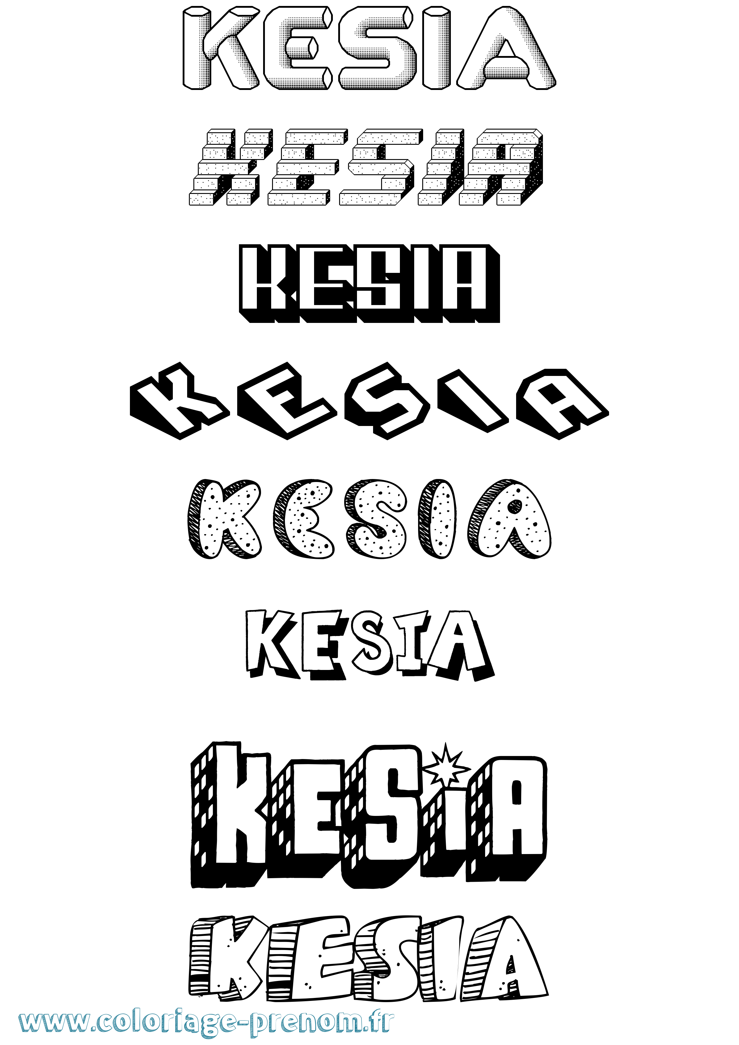 Coloriage Kesia Effet 3D Coloriage prénom Kesia Effet 3D