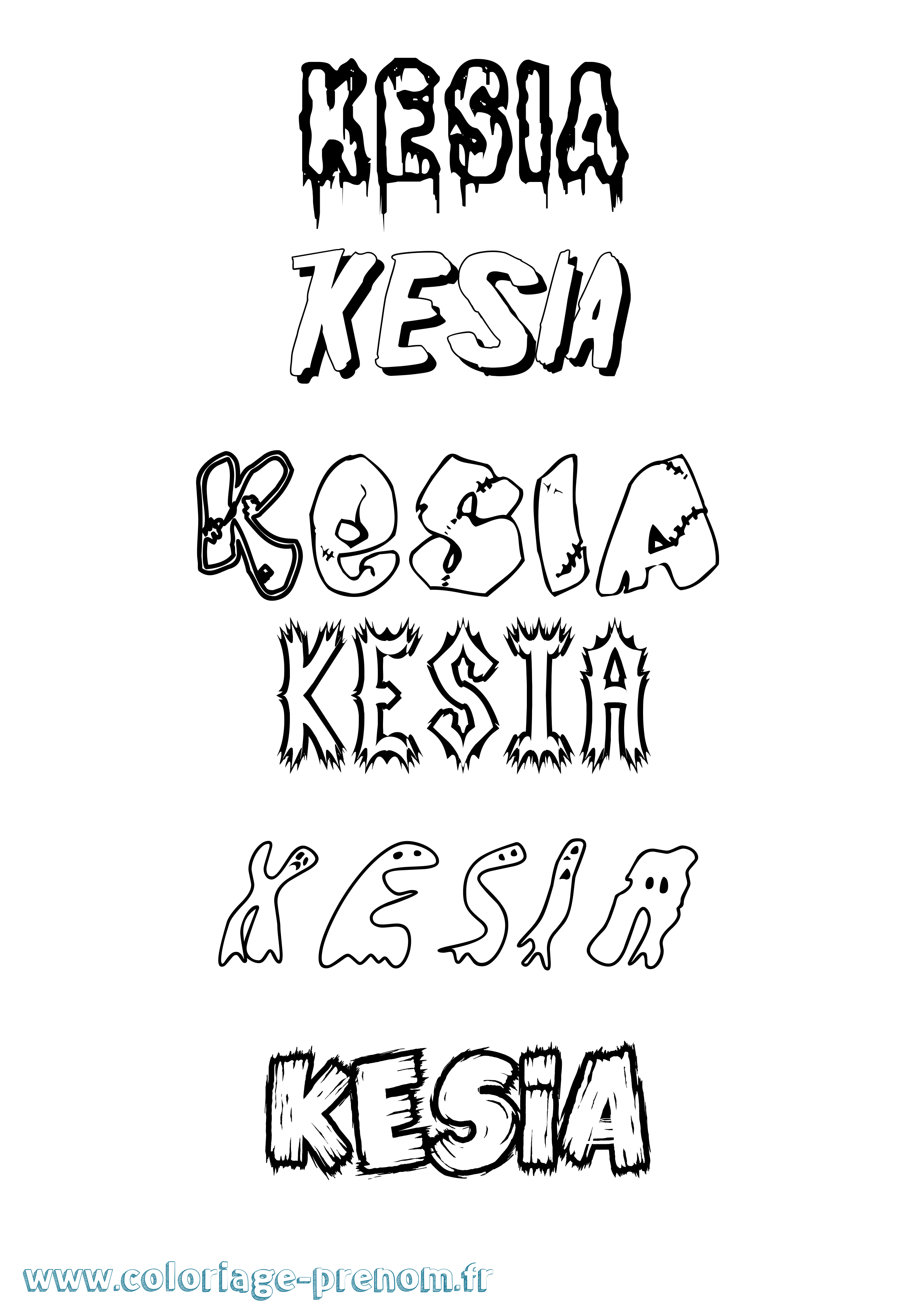 Coloriage Kesia Frisson Coloriage prénom Kesia Frisson