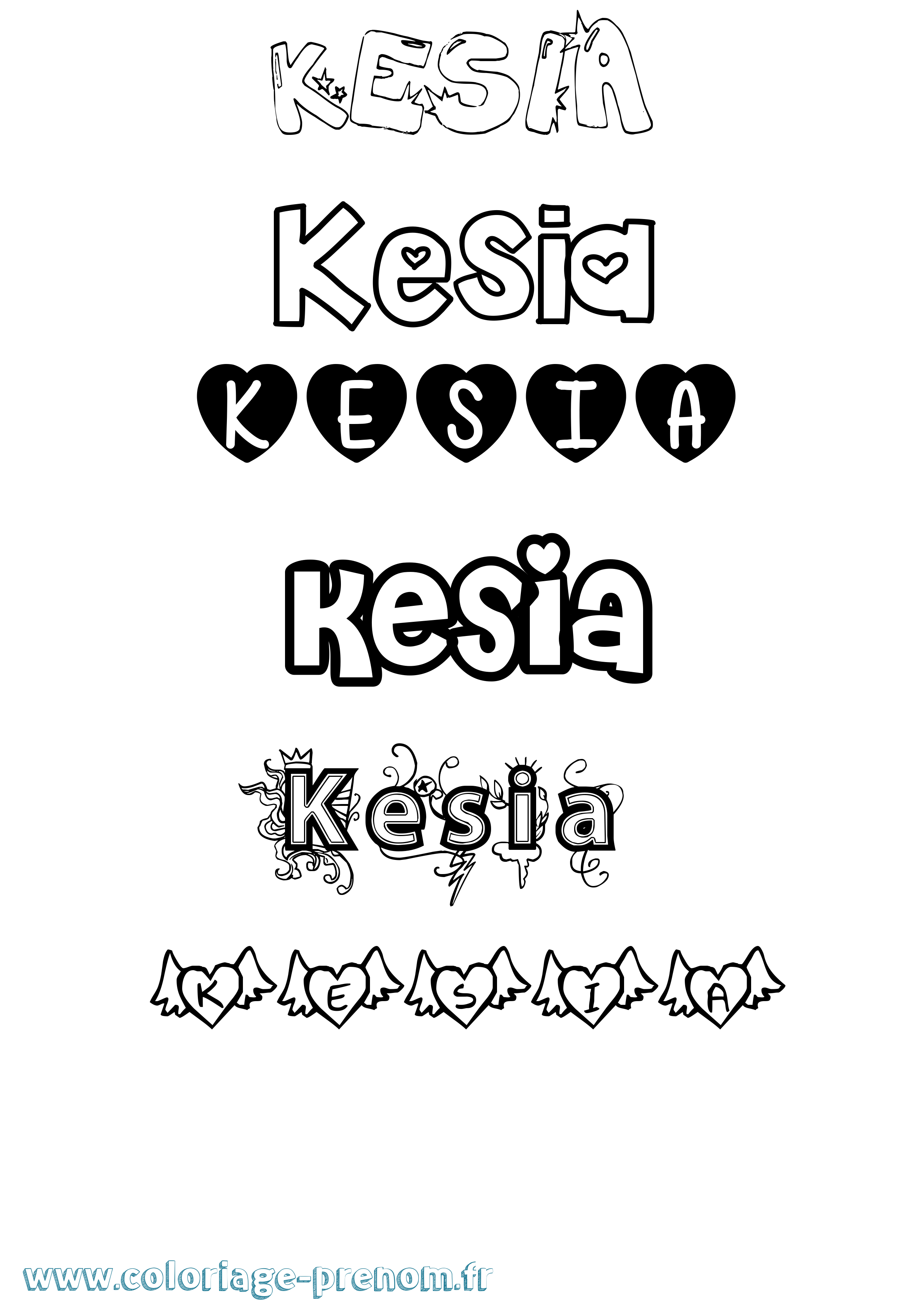 Coloriage Kesia Girly Coloriage prénom Kesia Girly
