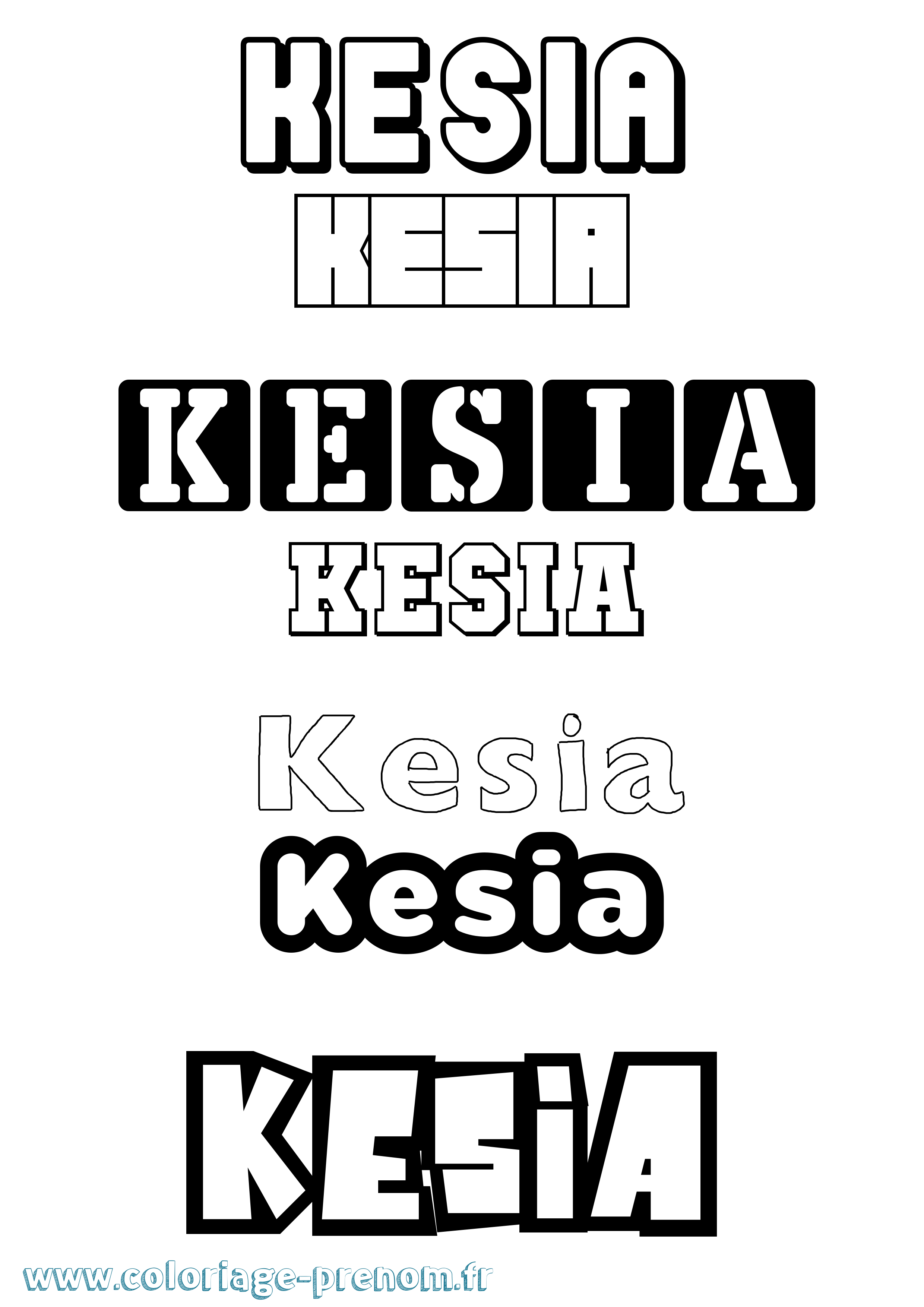 Coloriage Kesia Simple Coloriage prénom Kesia Simple