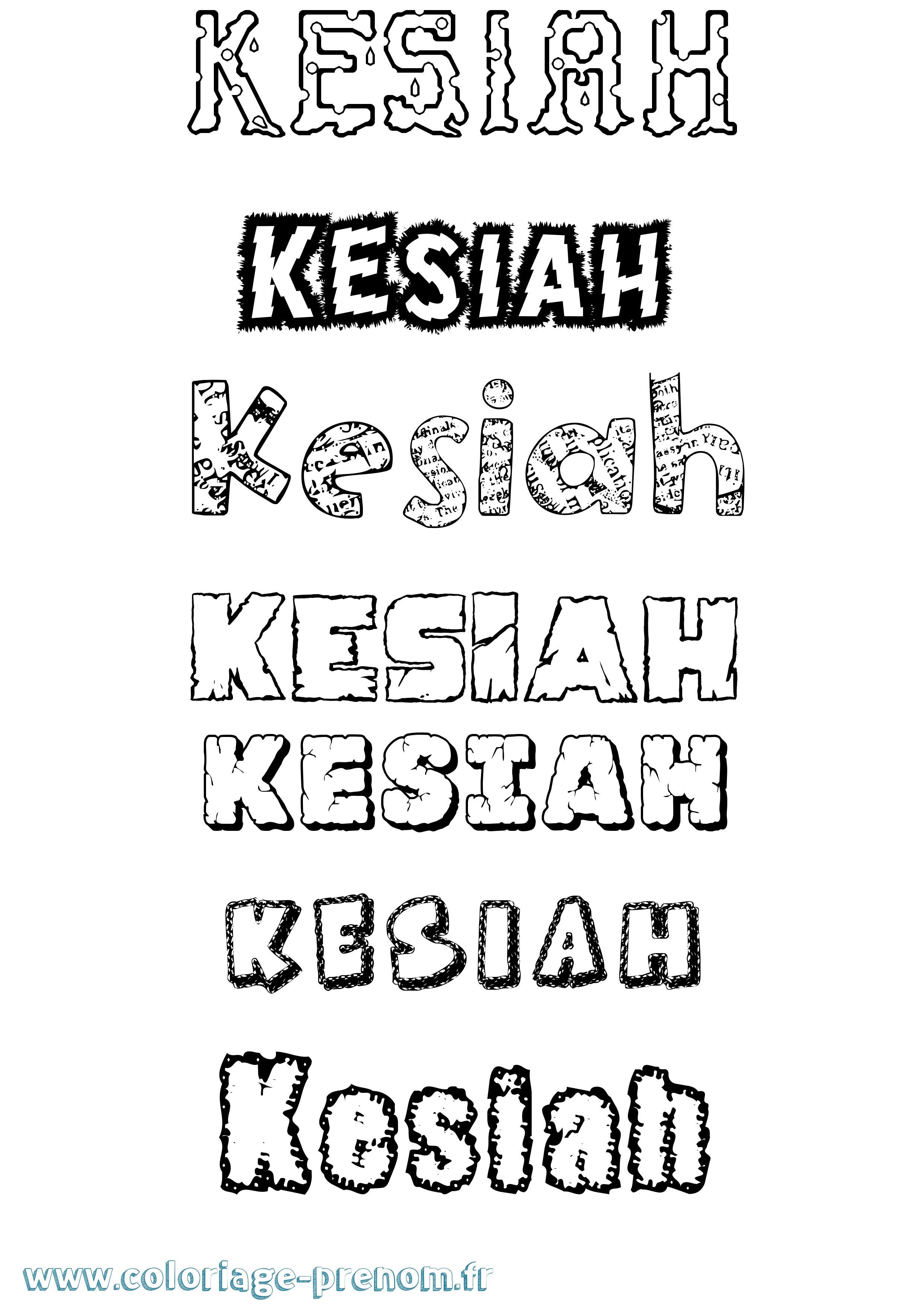 Coloriage Kesiah Destructuré Coloriage prénom Kesiah Destructuré