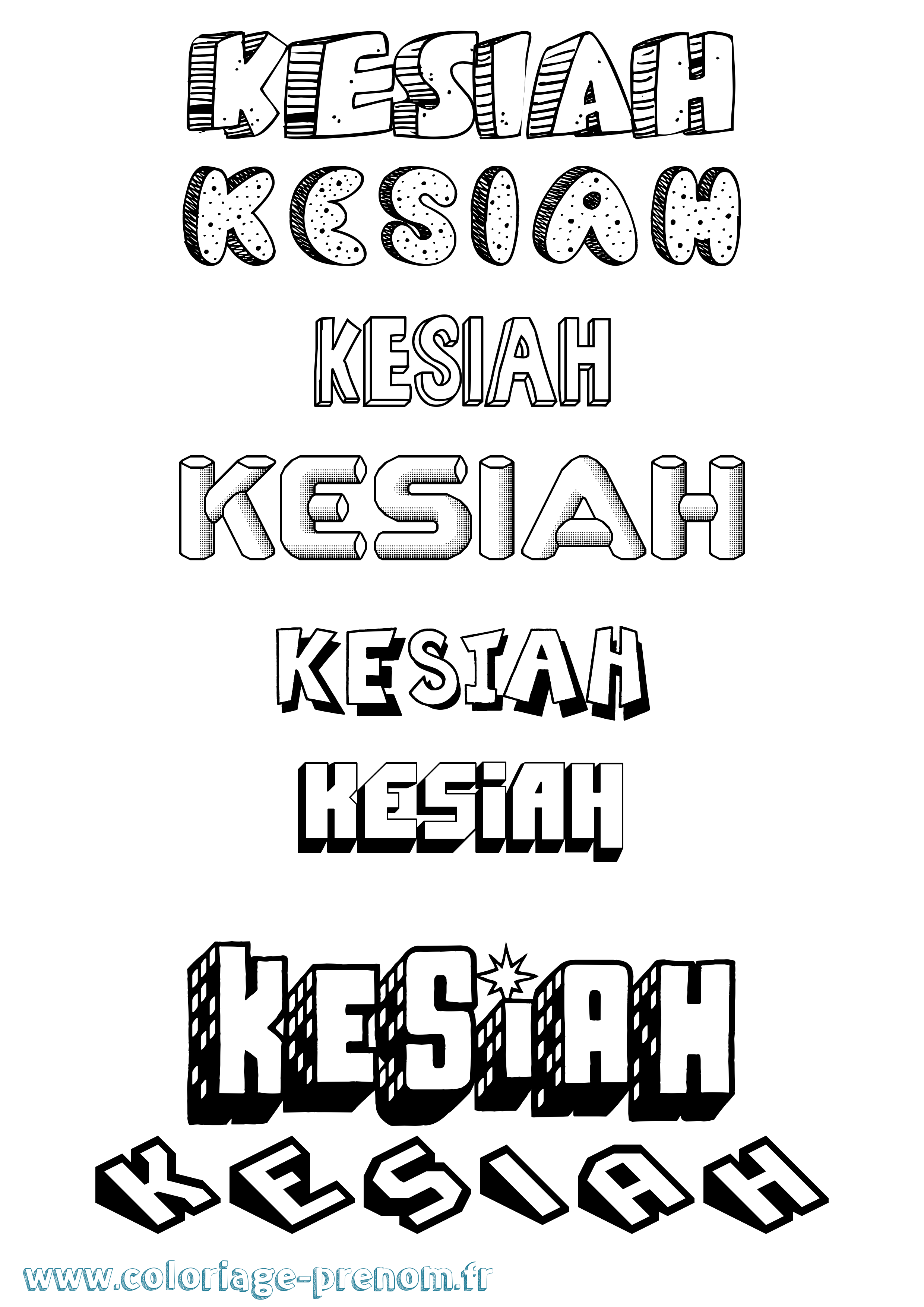 Coloriage Kesiah Effet 3D Coloriage prénom Kesiah Effet 3D