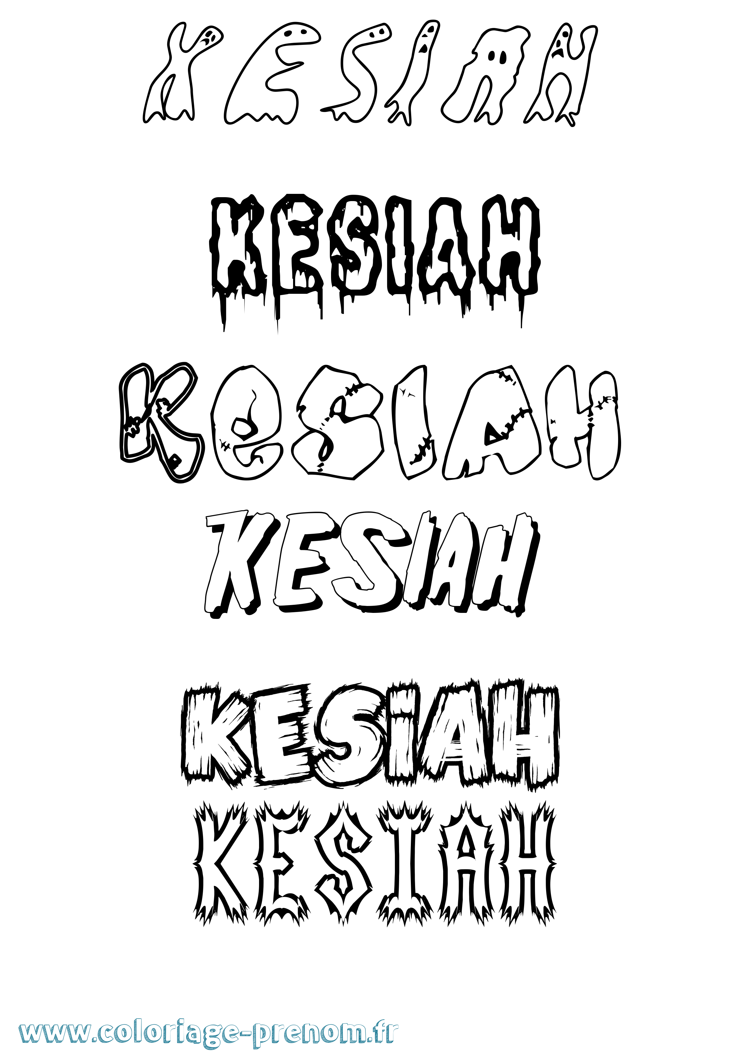 Coloriage Kesiah Frisson Coloriage prénom Kesiah Frisson