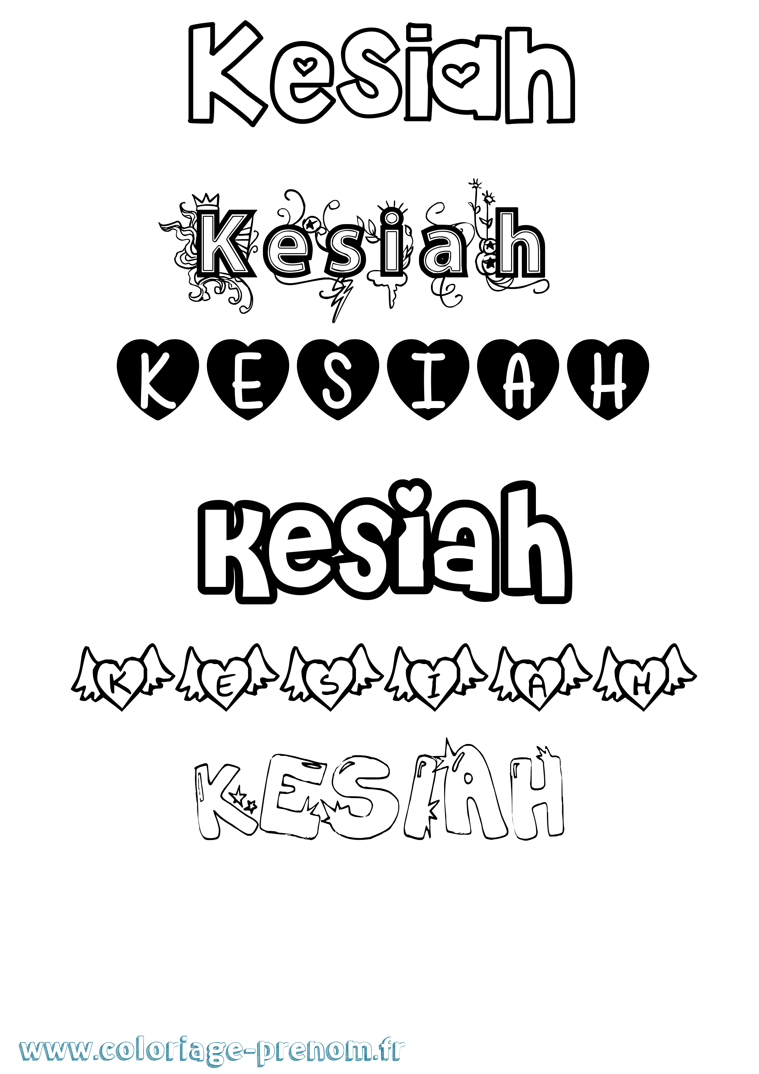 Coloriage Kesiah Girly Coloriage prénom Kesiah Girly