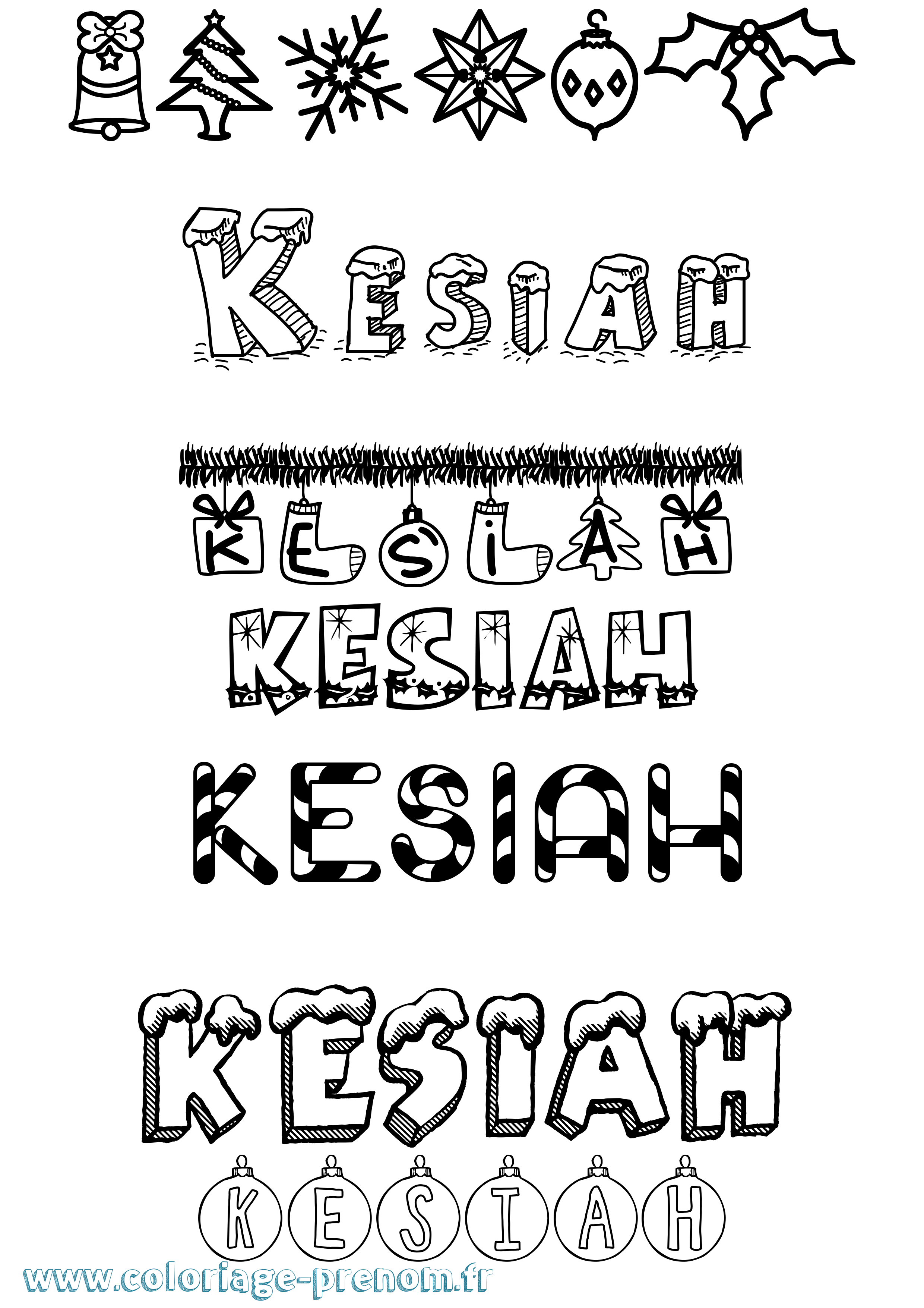Coloriage Kesiah Noël Coloriage prénom Kesiah Noël