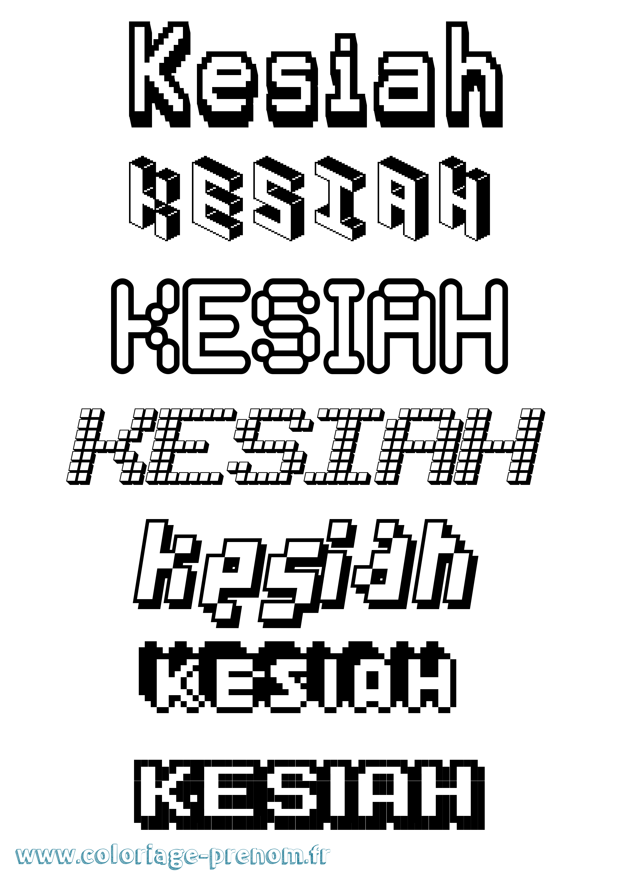 Coloriage Kesiah Pixel Coloriage prénom Kesiah Pixel