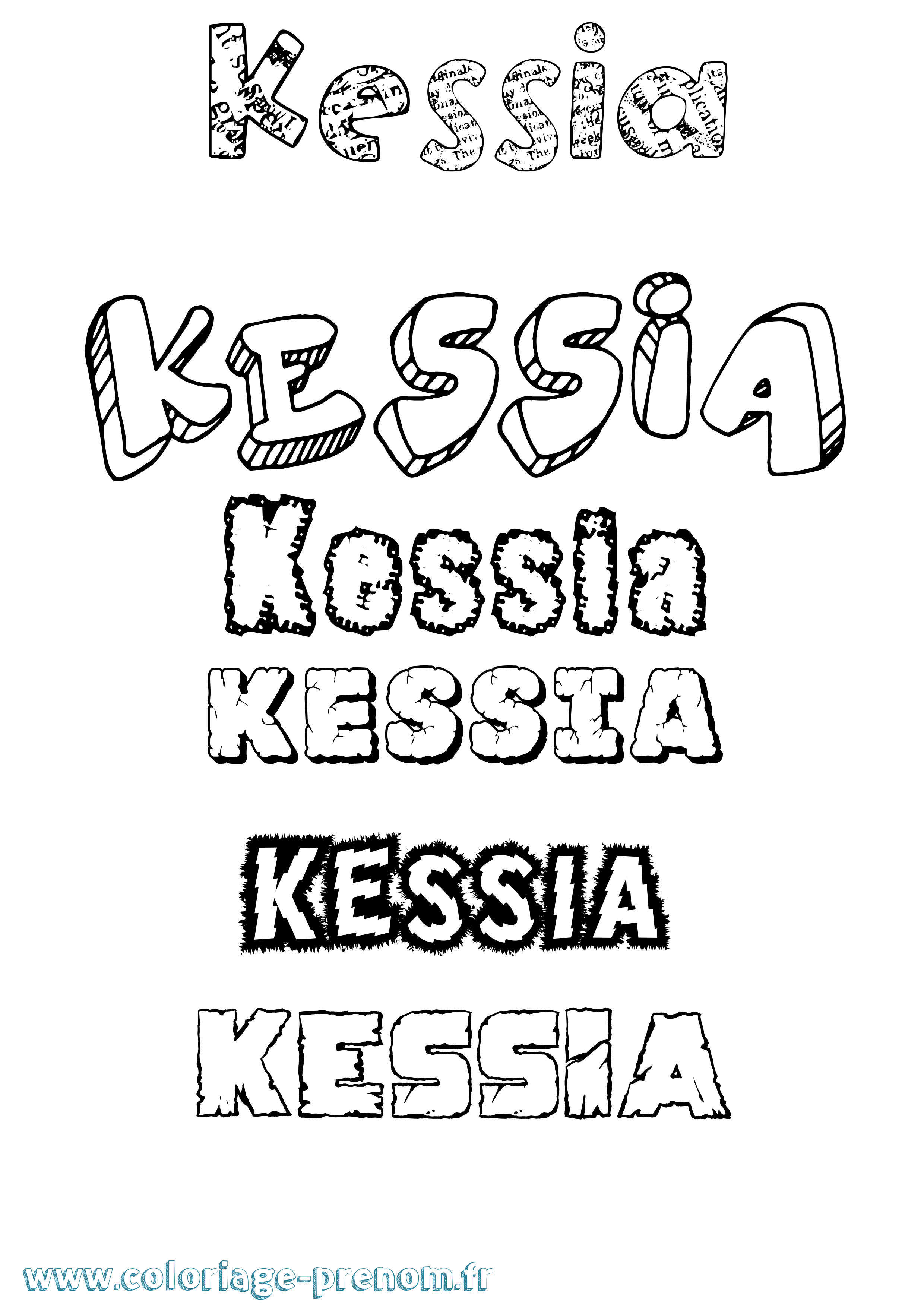 Coloriage Kessia Destructuré Coloriage prénom Kessia Destructuré