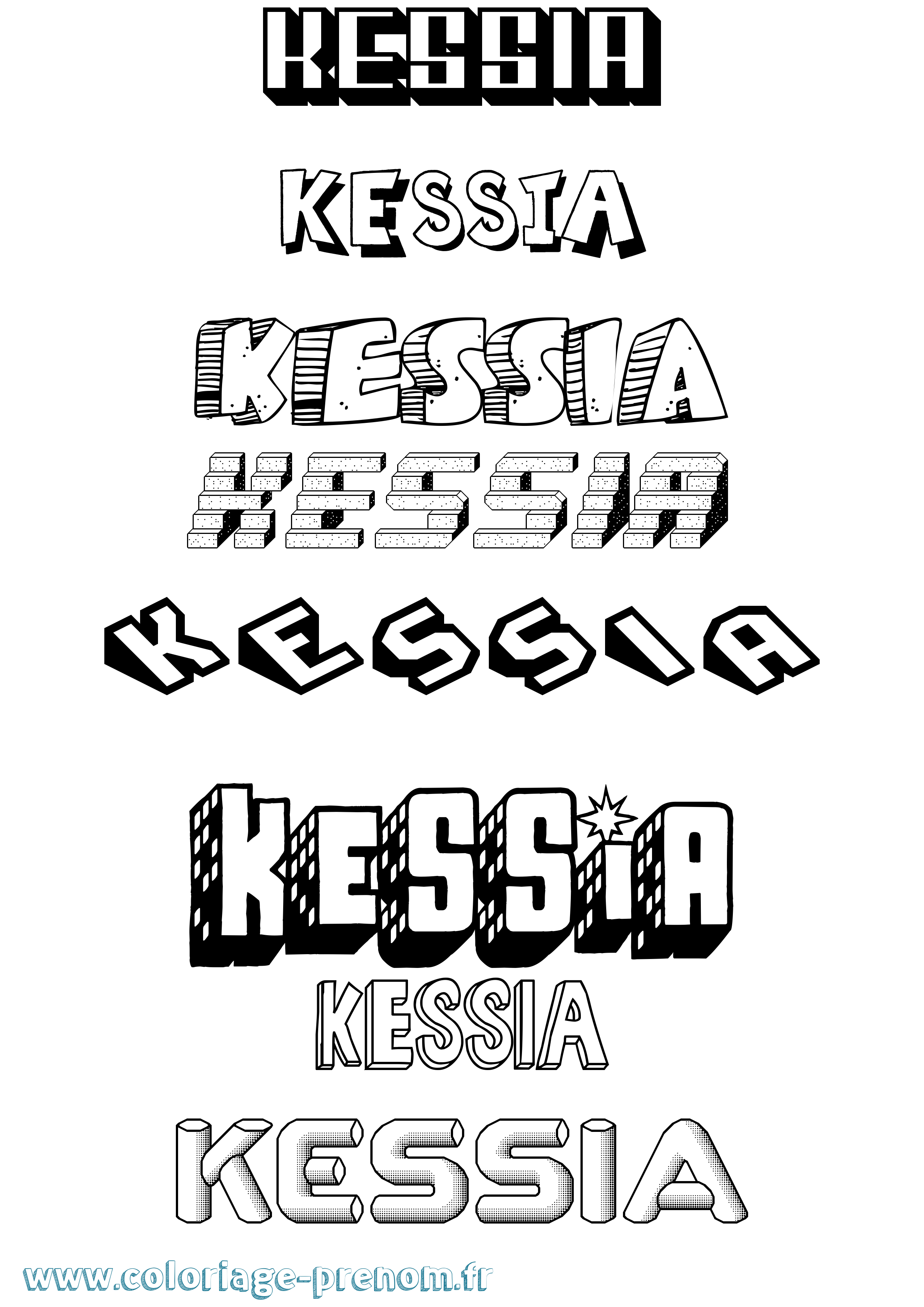 Coloriage Kessia Effet 3D Coloriage prénom Kessia Effet 3D
