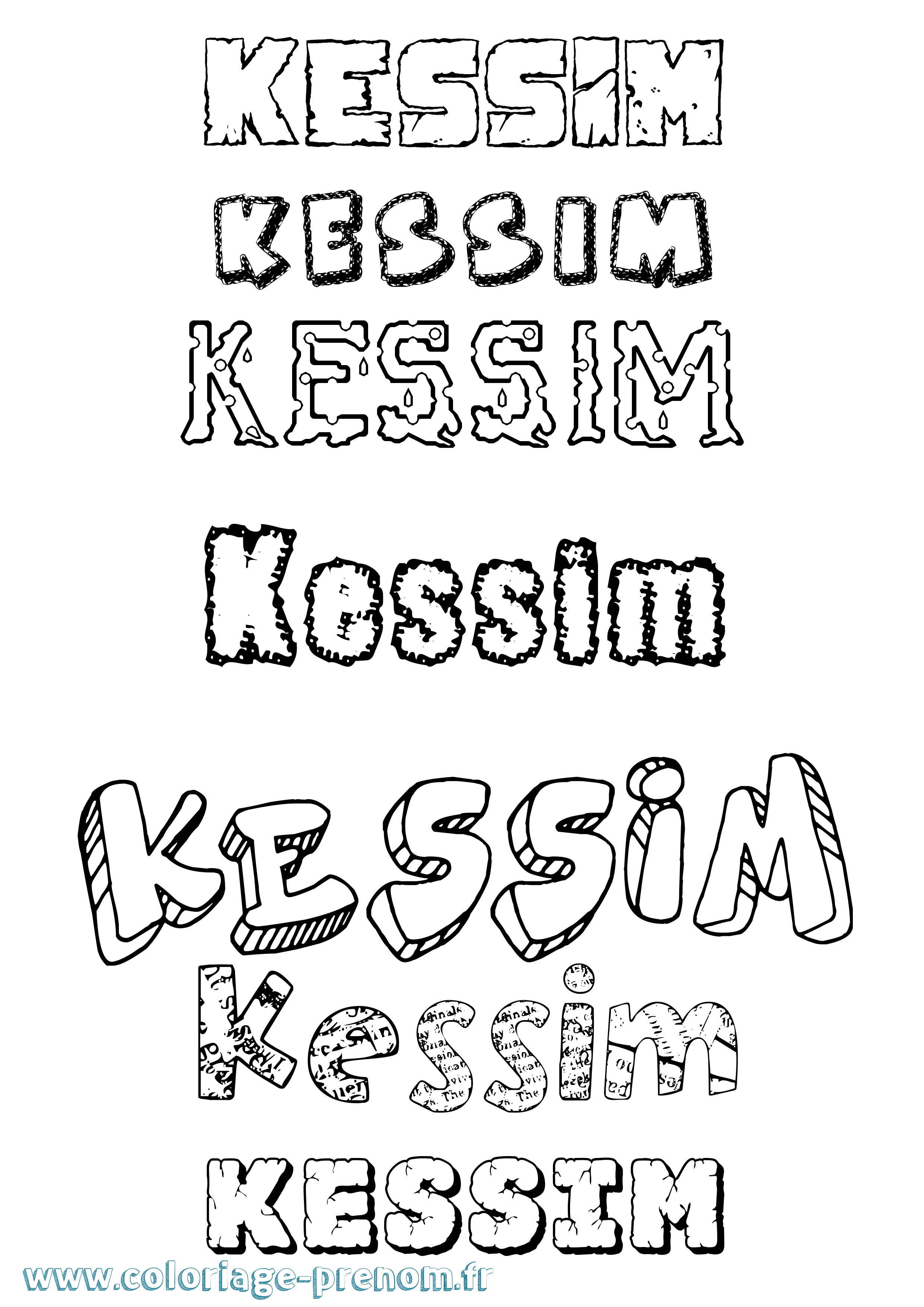 Coloriage Kessim Destructuré Coloriage prénom Kessim Destructuré