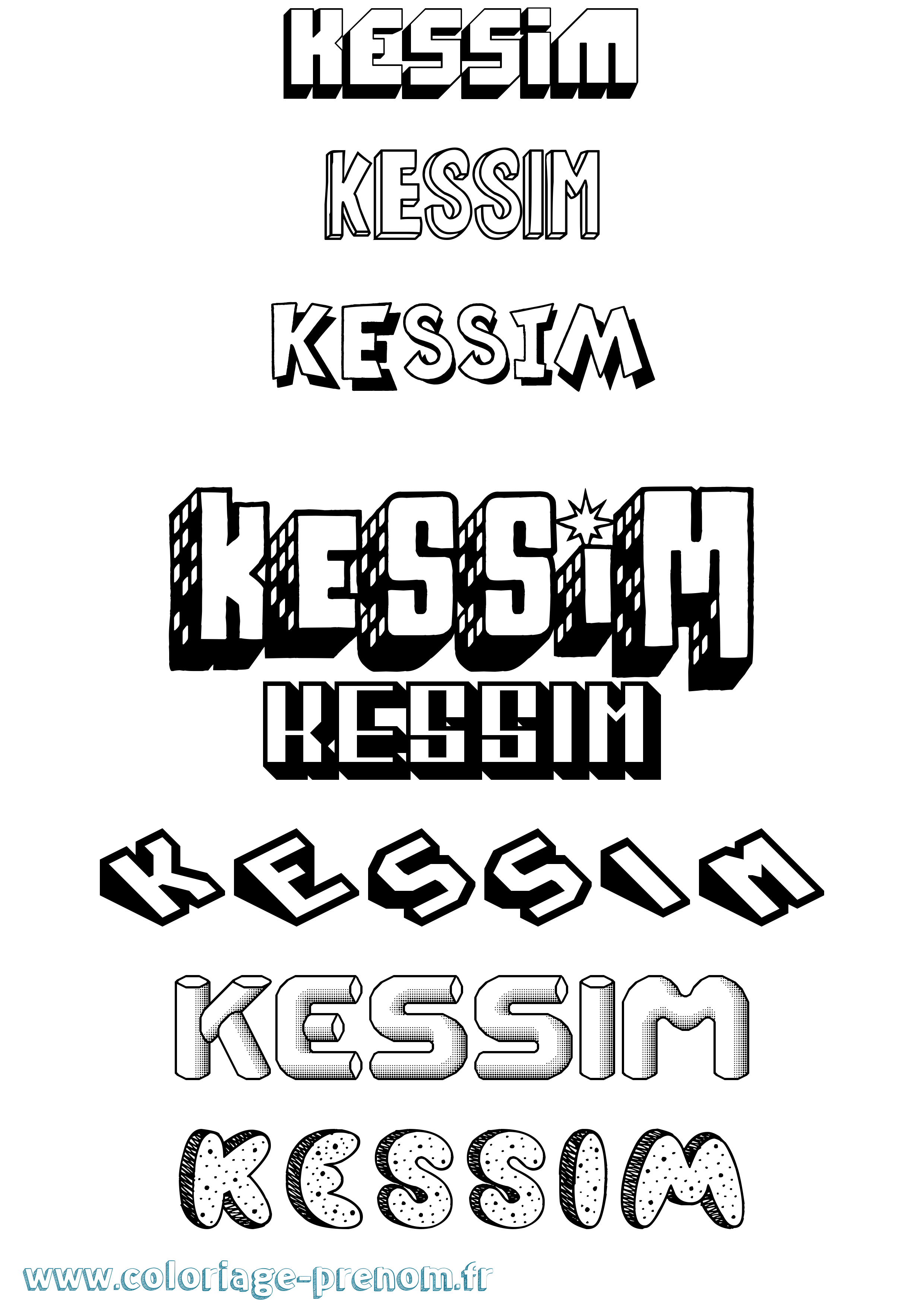 Coloriage Kessim Effet 3D Coloriage prénom Kessim Effet 3D