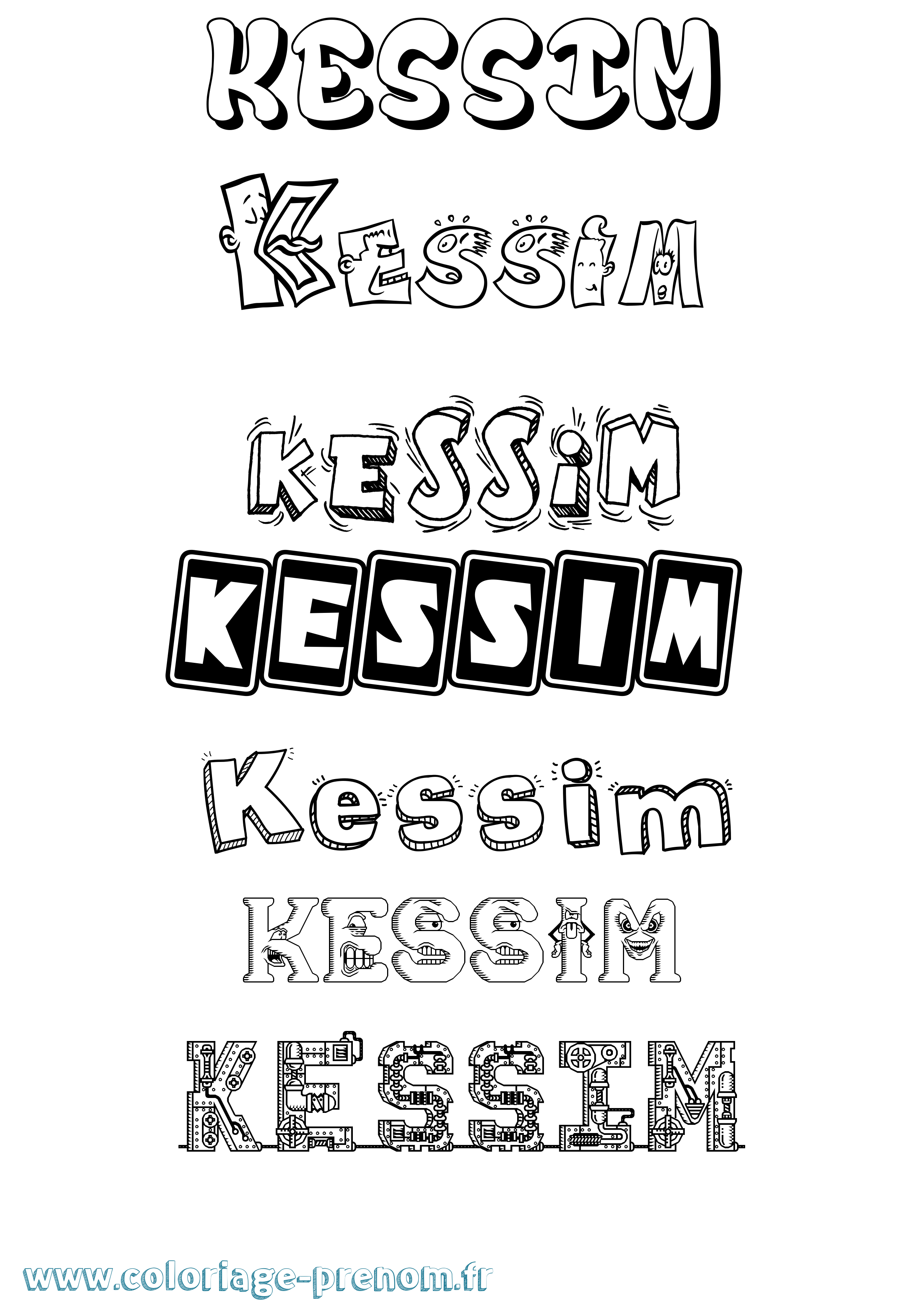 Coloriage Kessim Fun Coloriage prénom Kessim Fun