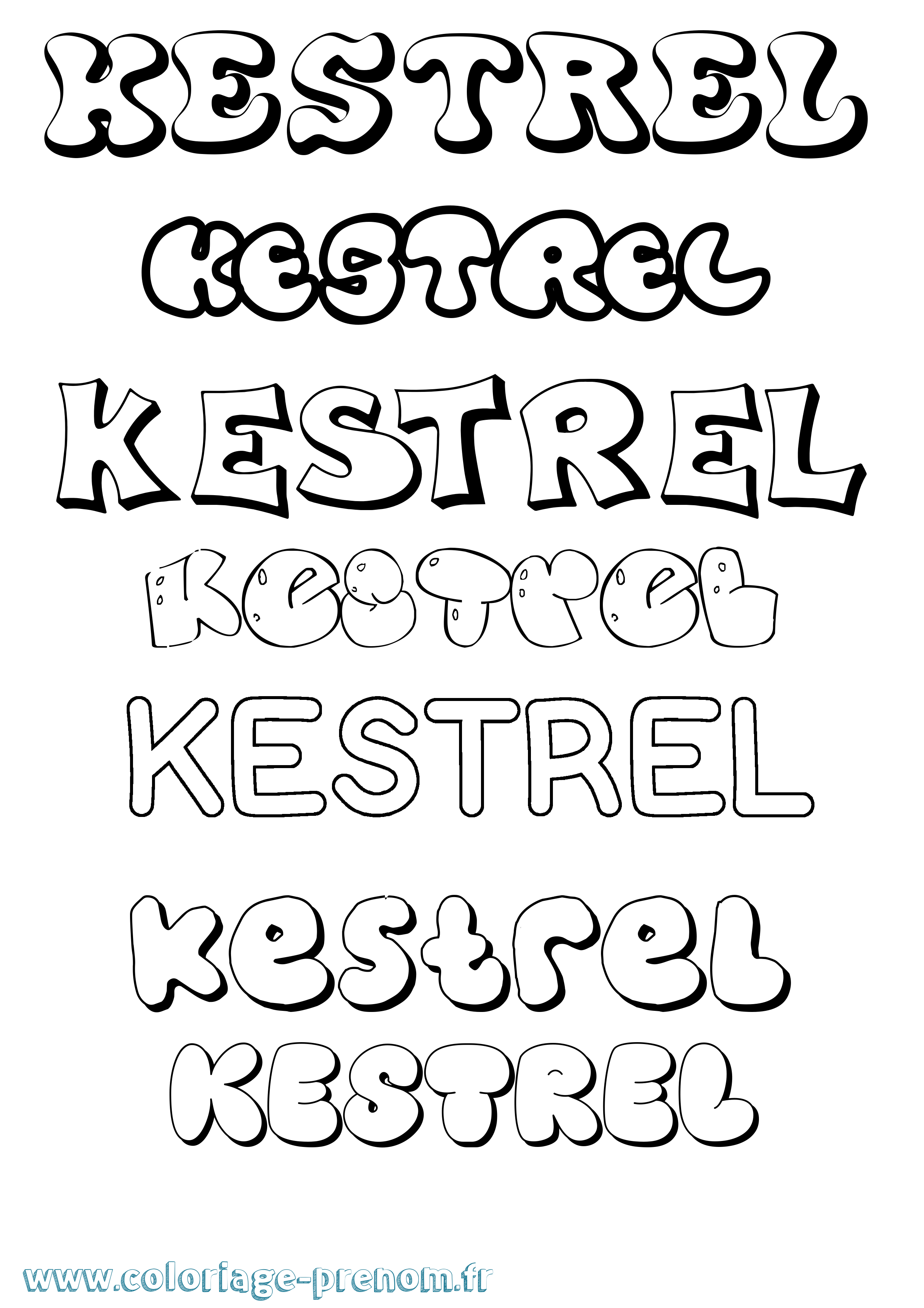Coloriage Kestrel Bubble Coloriage prénom Kestrel Bubble