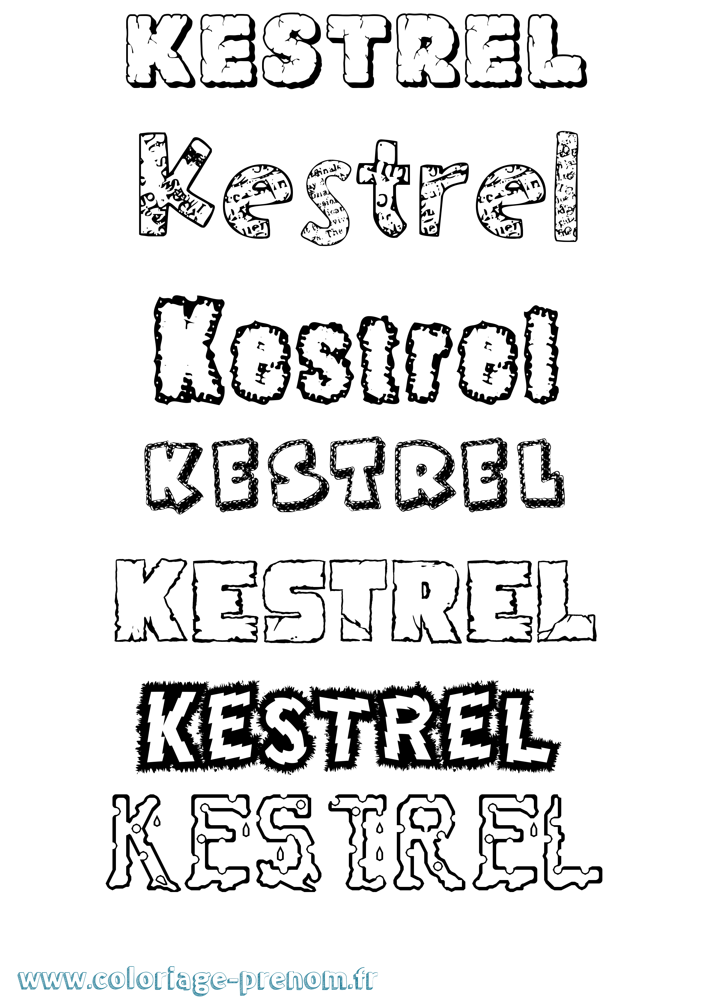 Coloriage Kestrel Destructuré Coloriage prénom Kestrel Destructuré
