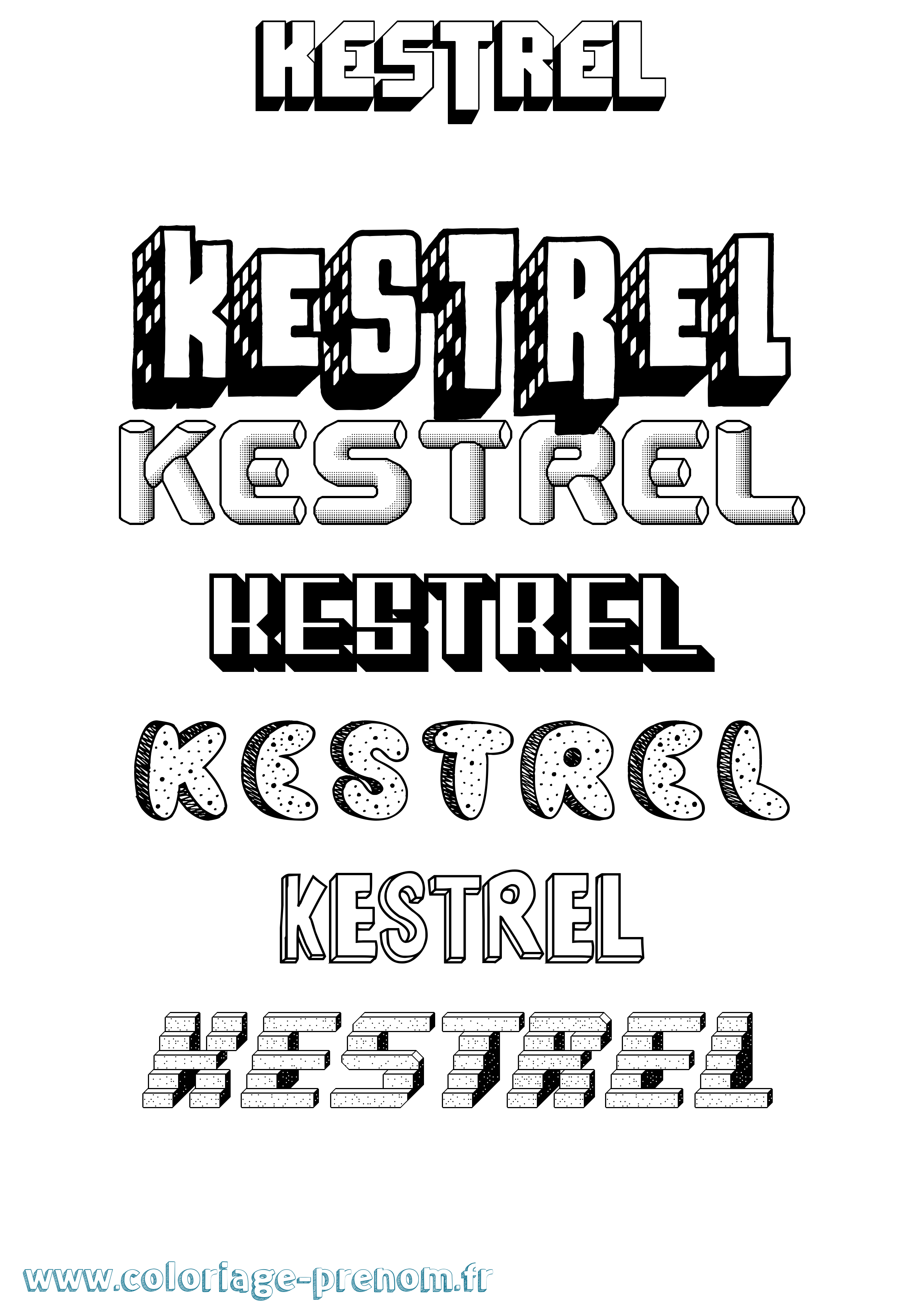 Coloriage Kestrel Effet 3D Coloriage prénom Kestrel Effet 3D