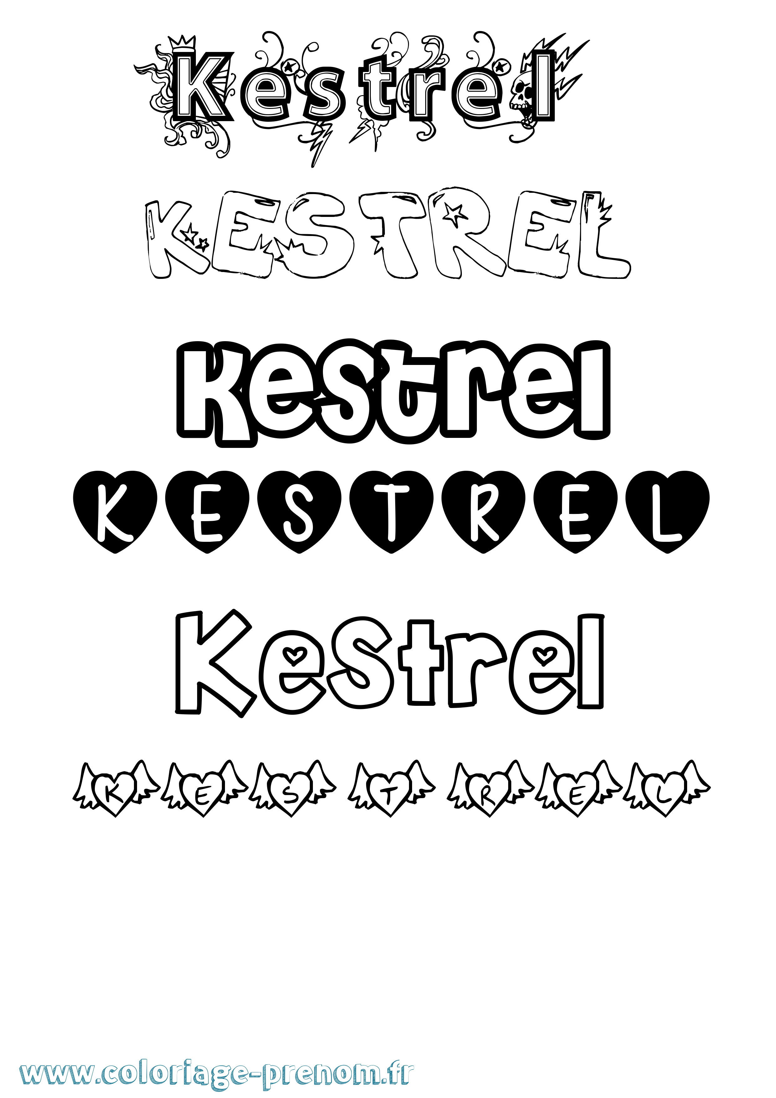 Coloriage Kestrel Girly Coloriage prénom Kestrel Girly