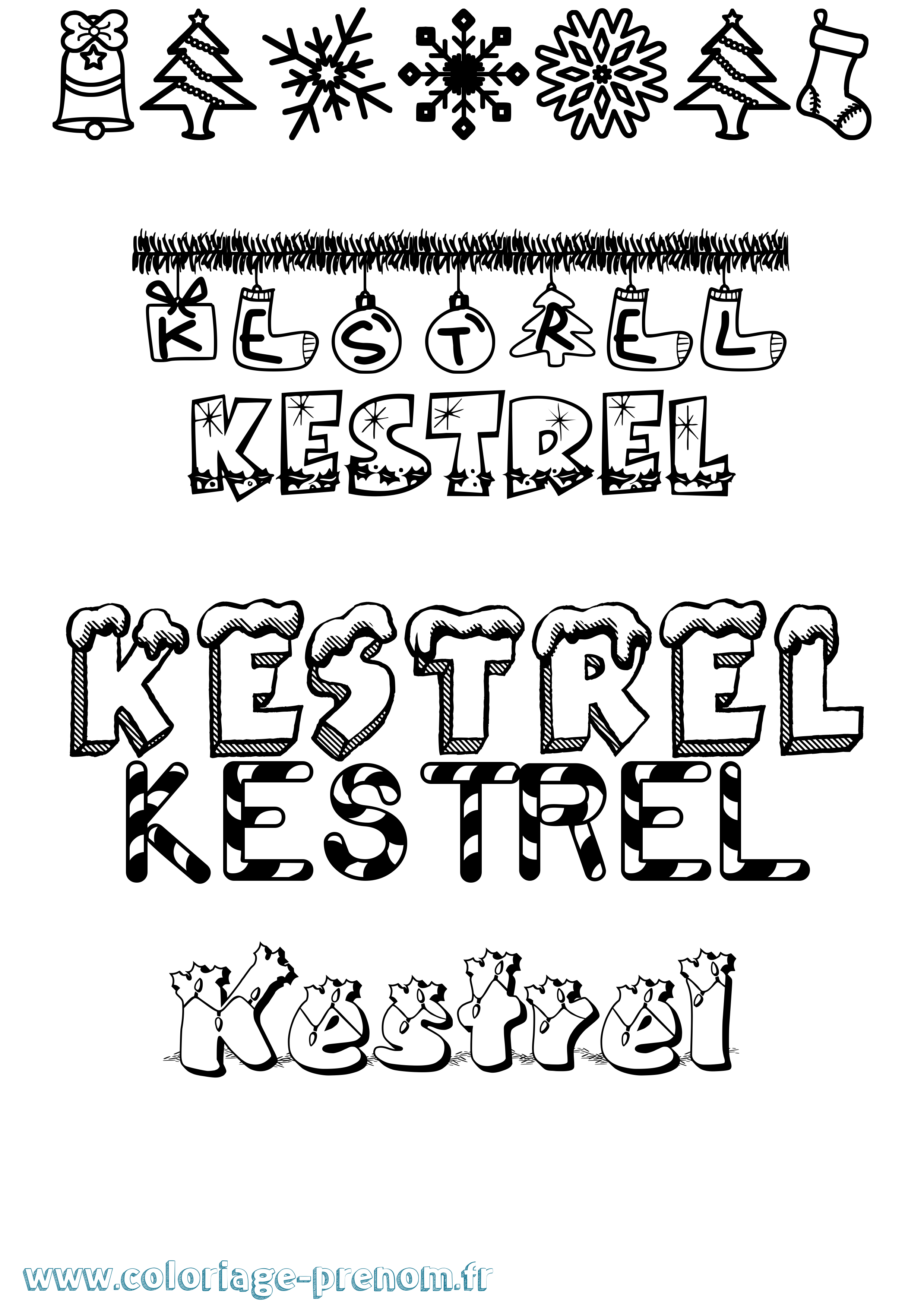 Coloriage Kestrel Noël Coloriage prénom Kestrel Noël