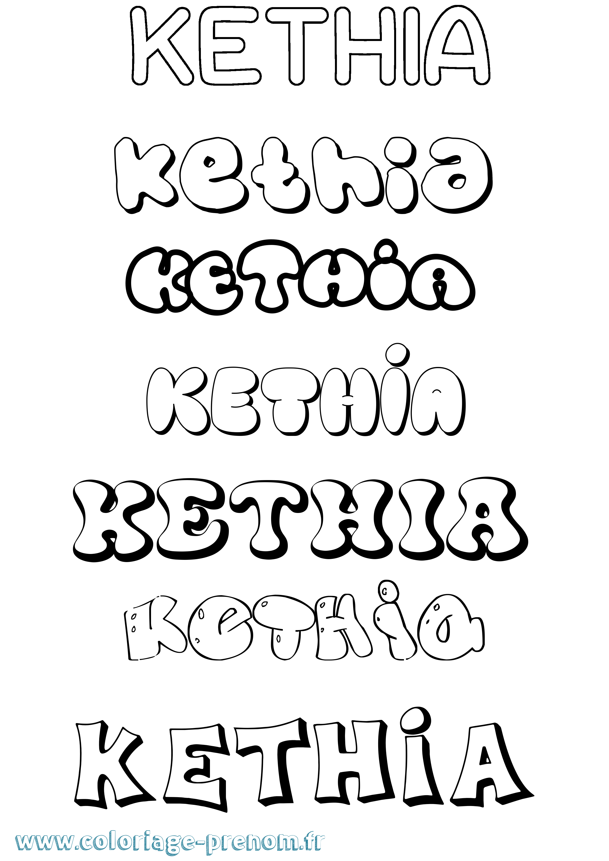 Coloriage Kethia Bubble Coloriage prénom Kethia Bubble